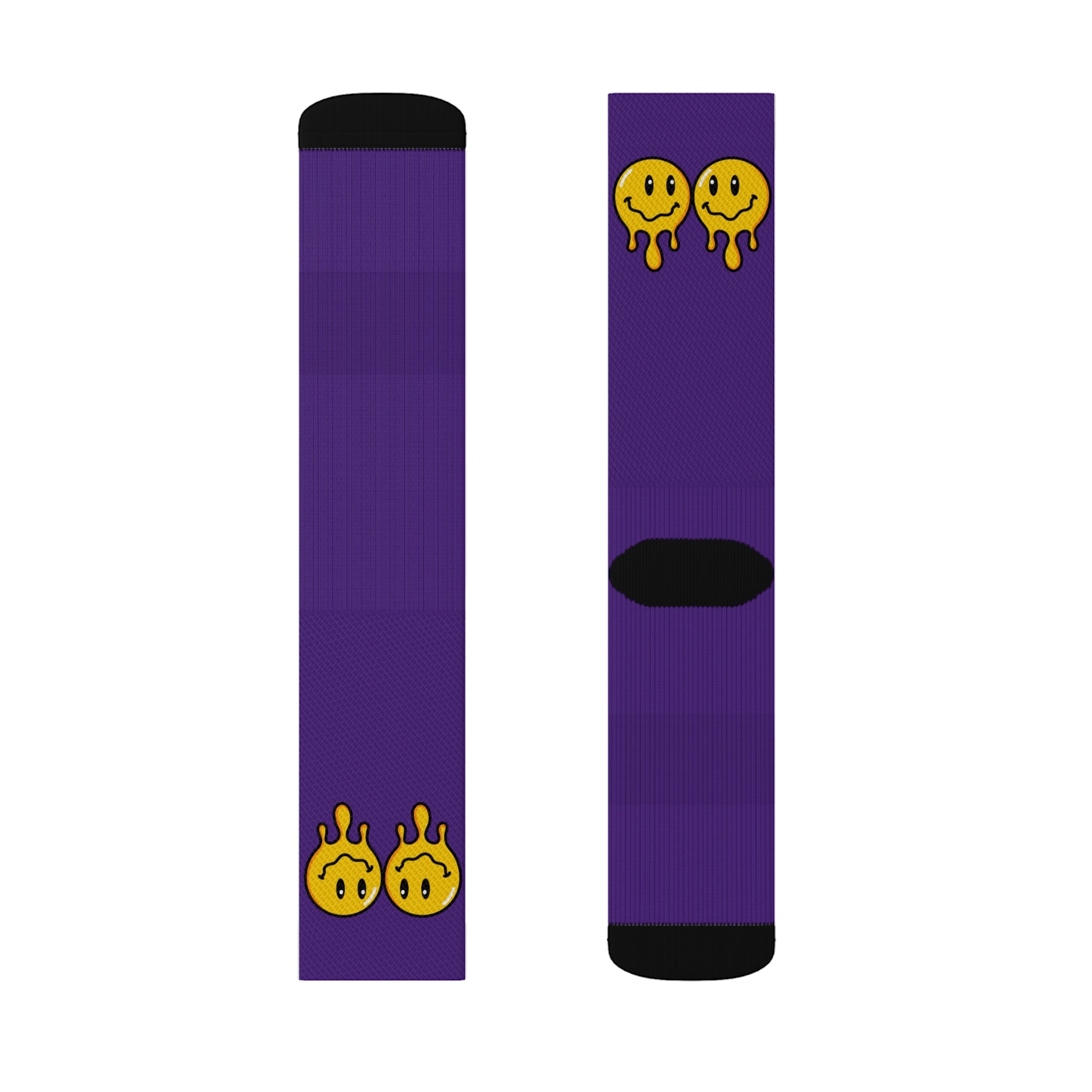 Rich Drip Drippy Smiley Faces - Sublimation Socks Purple
