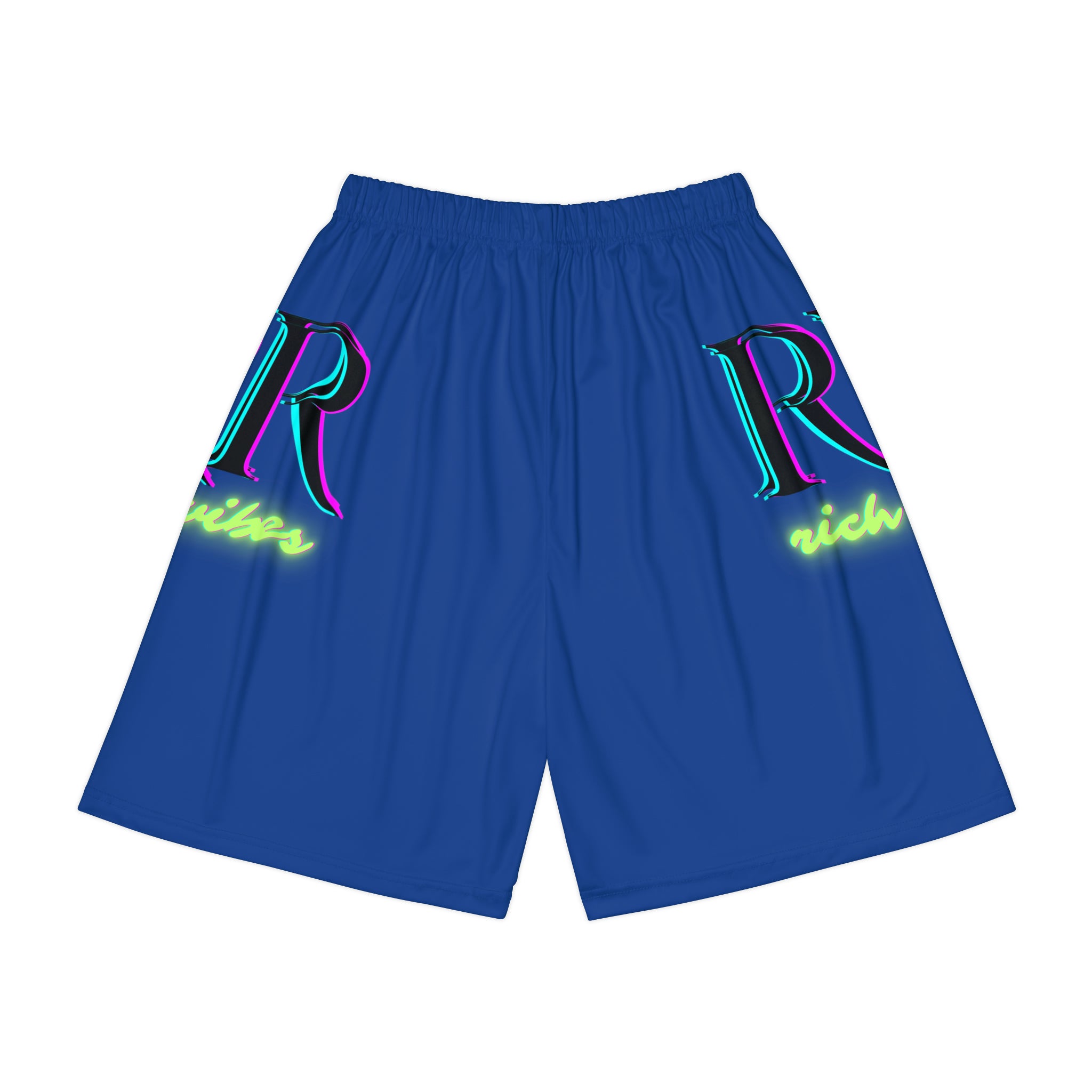 Rich Vibes RR RV Colorful Palm Tree Silhouette - Men’s Sports Shorts (AOP) Royal Blue