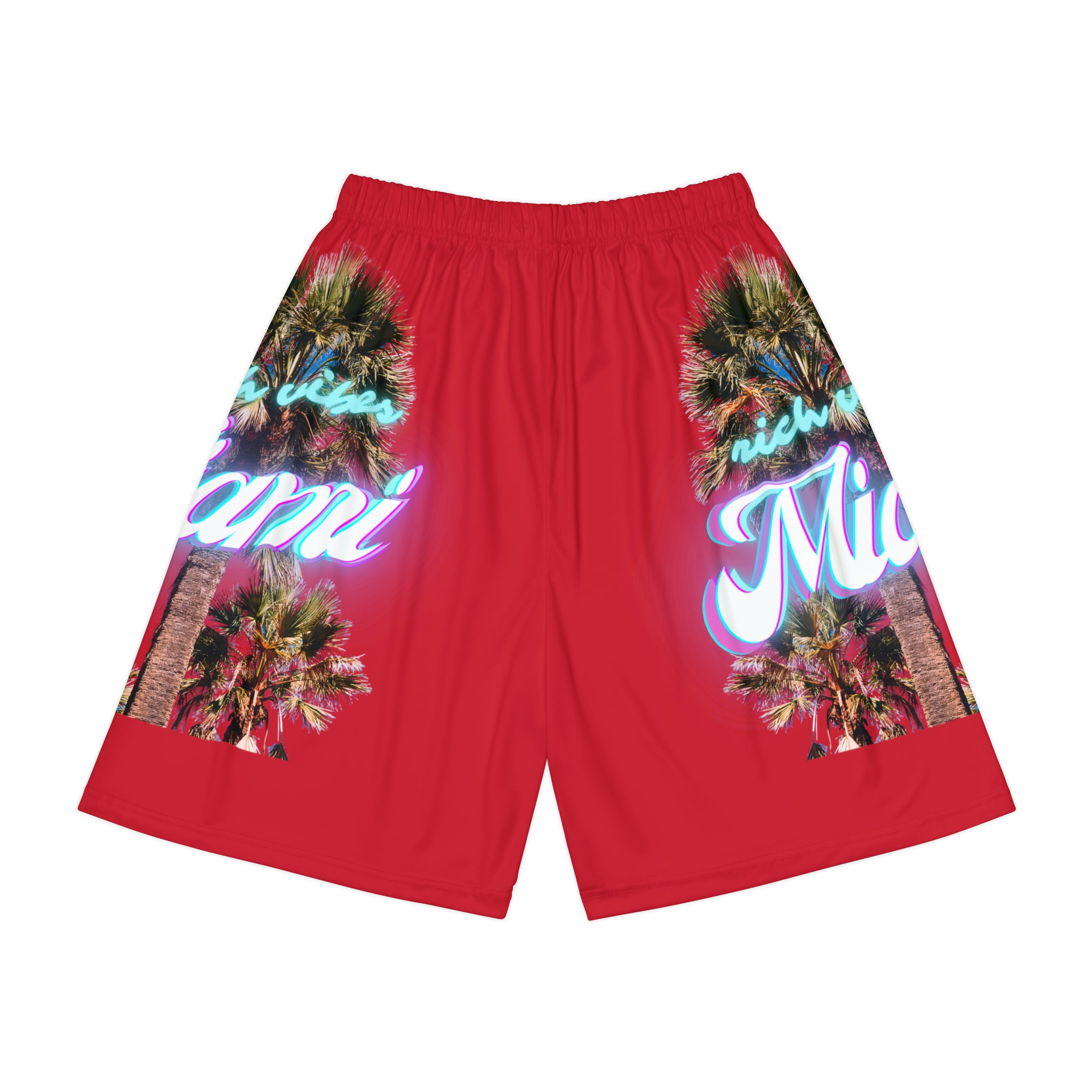 RV Rich Drip Miami Palm Tree Silhouette - Men’s Sports Shorts (AOP) Infrared
