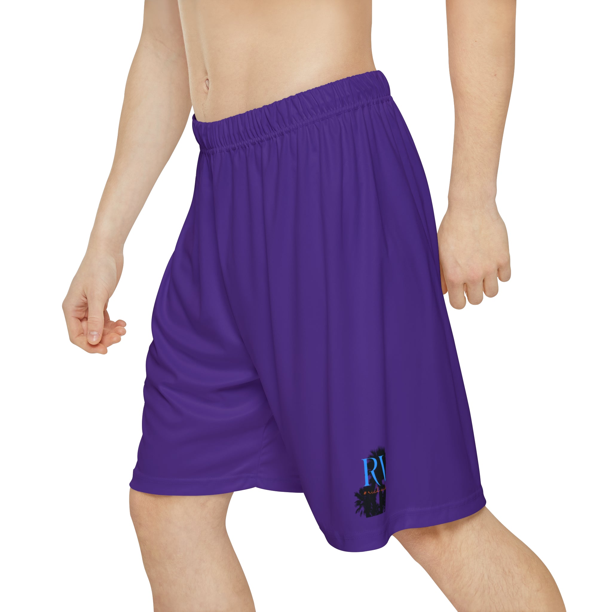 Rich Vibes RV Palm Tree Silhouette - Men’s Sports Shorts (AOP) Purple