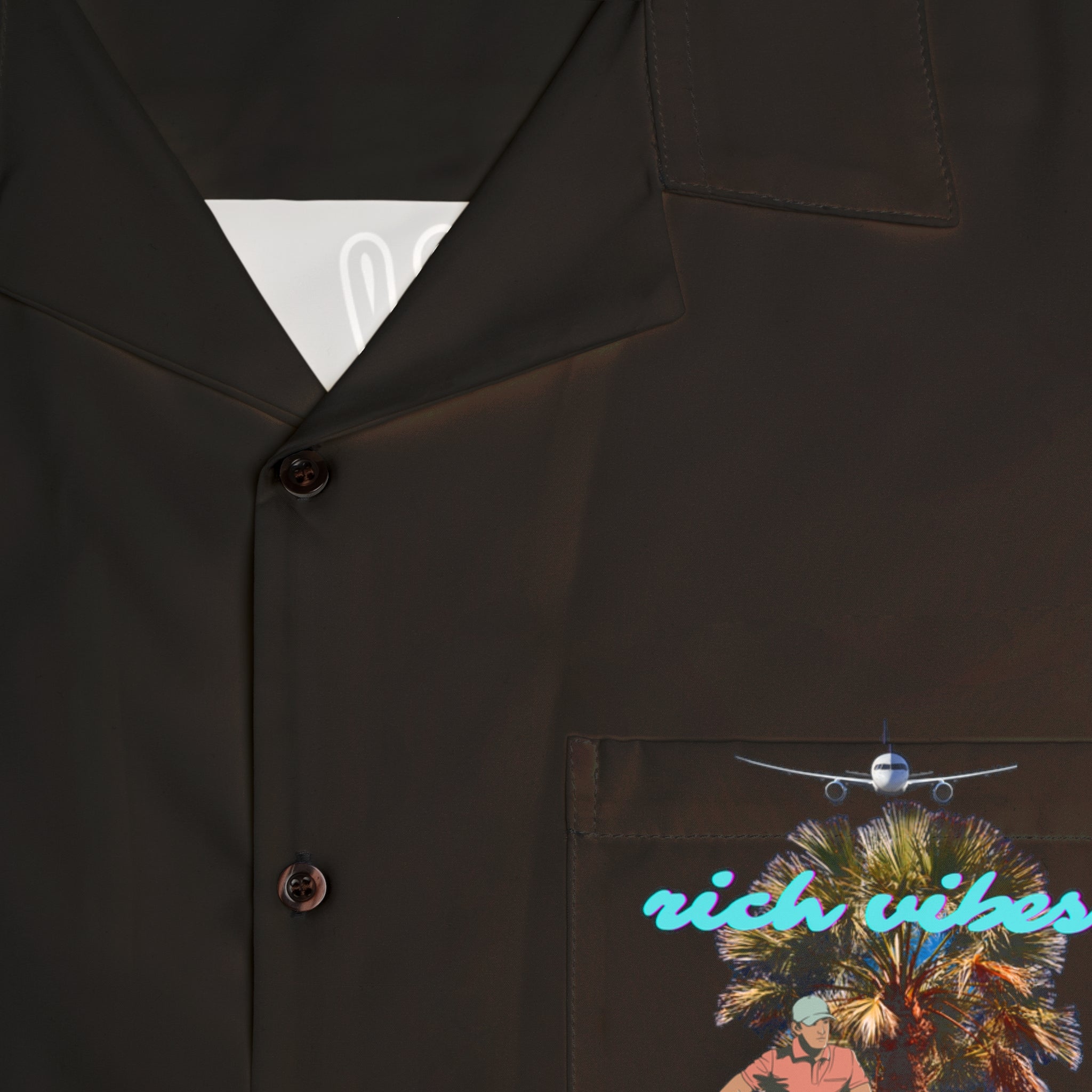 Rich Vibes RV Golfer's  Colorful Palm Tree Chill Vibes - Men's Hawaiian Shirt (AOP)Black