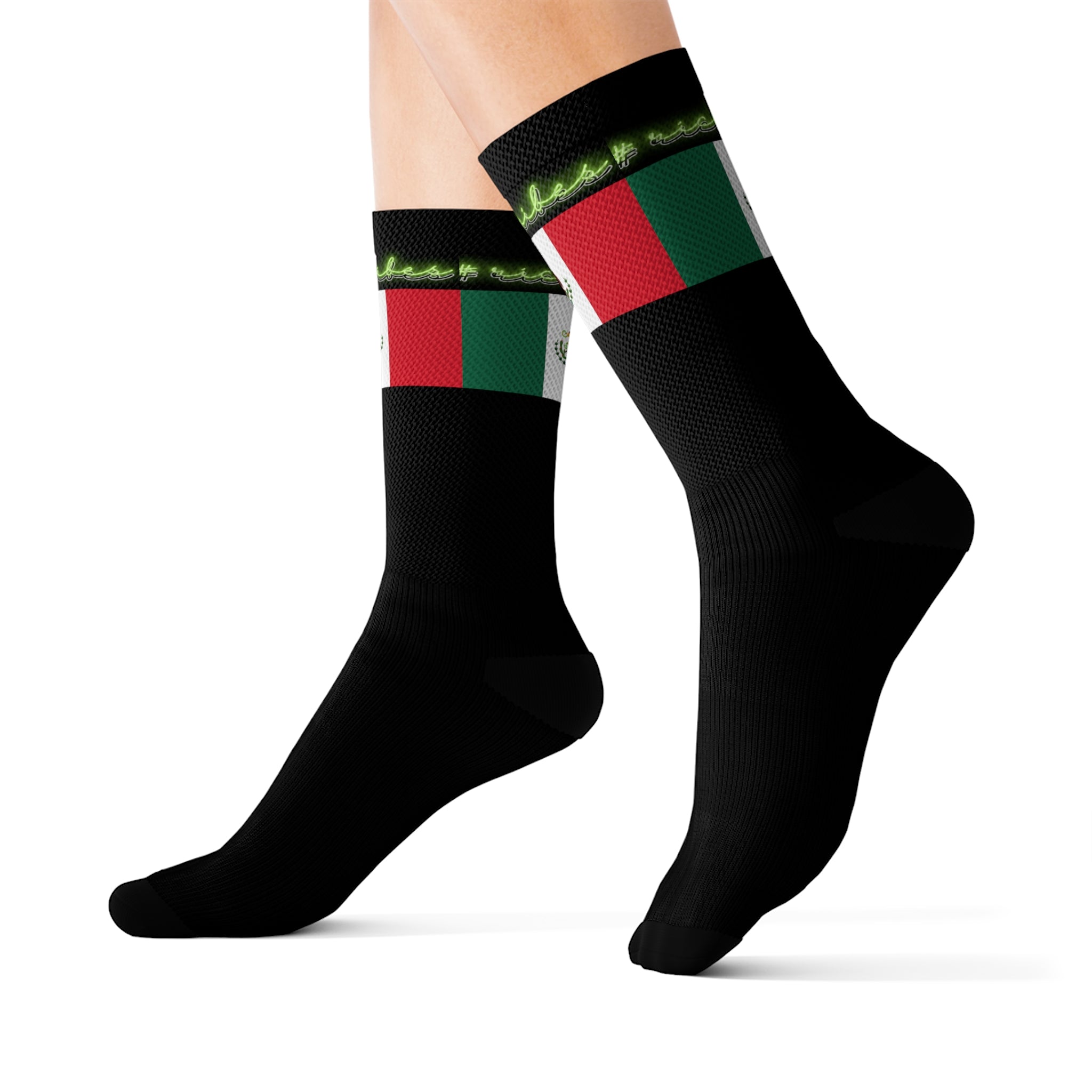Rich Vibes Volt Mexican Flag Black - Sublimation Socks