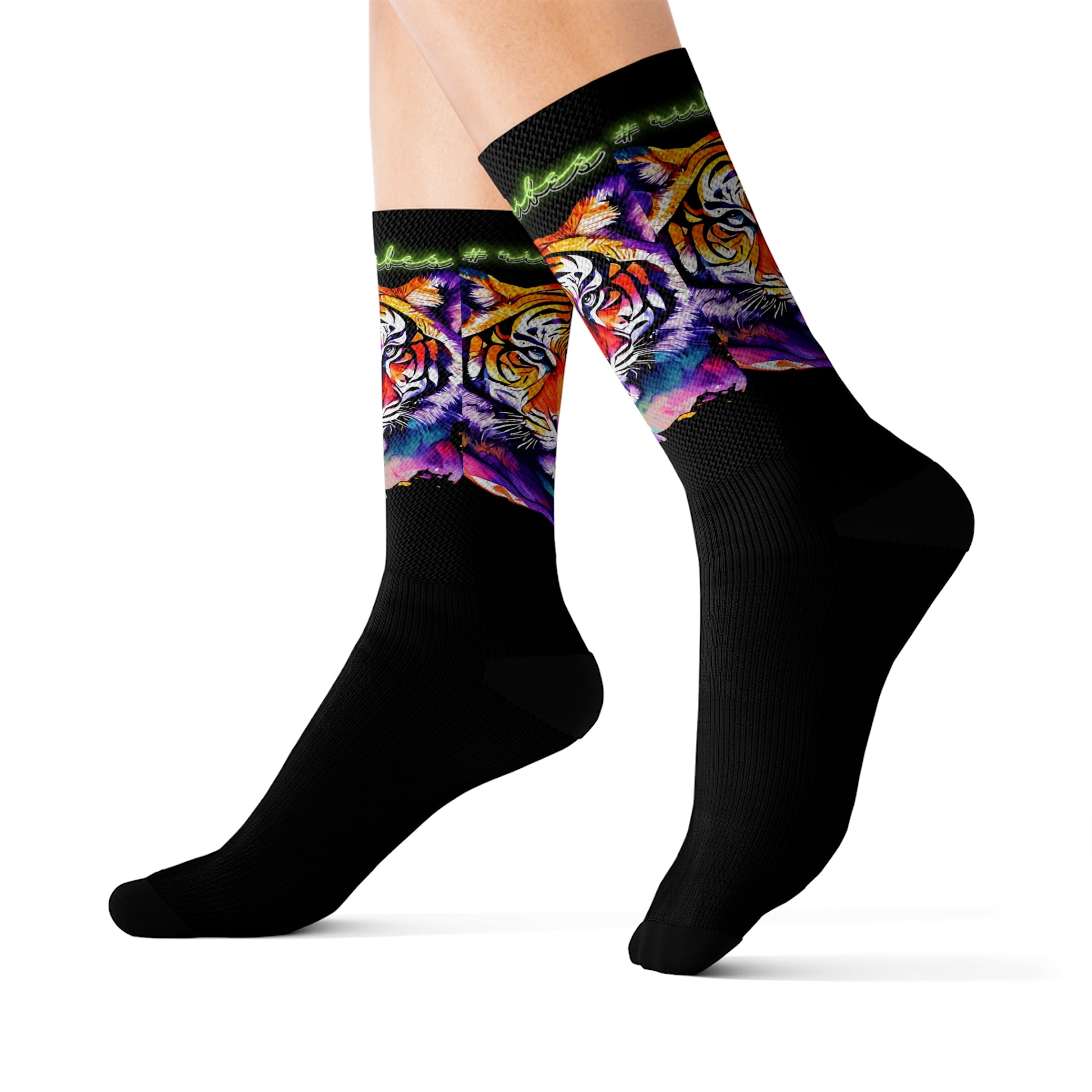Rich Vibes Volt Tropical Jungle Tiger - Sublimation Socks Black