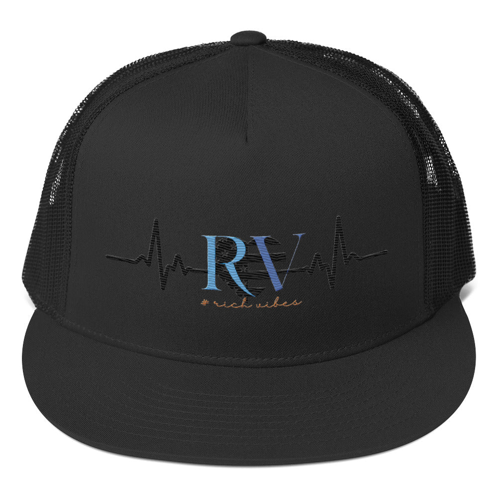 RV5 Rich Vibes Heart Pulse Black - Trucker Cap