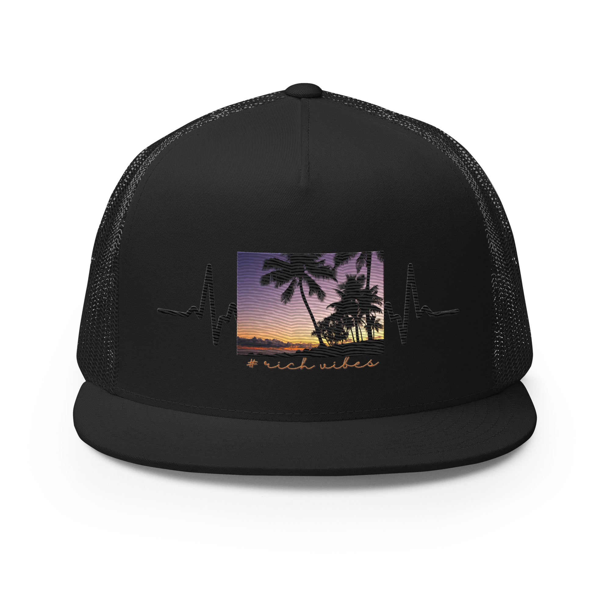 RV5 Rich Vibes Golden Sunset Hawaii Pulse Black - Trucker Cap