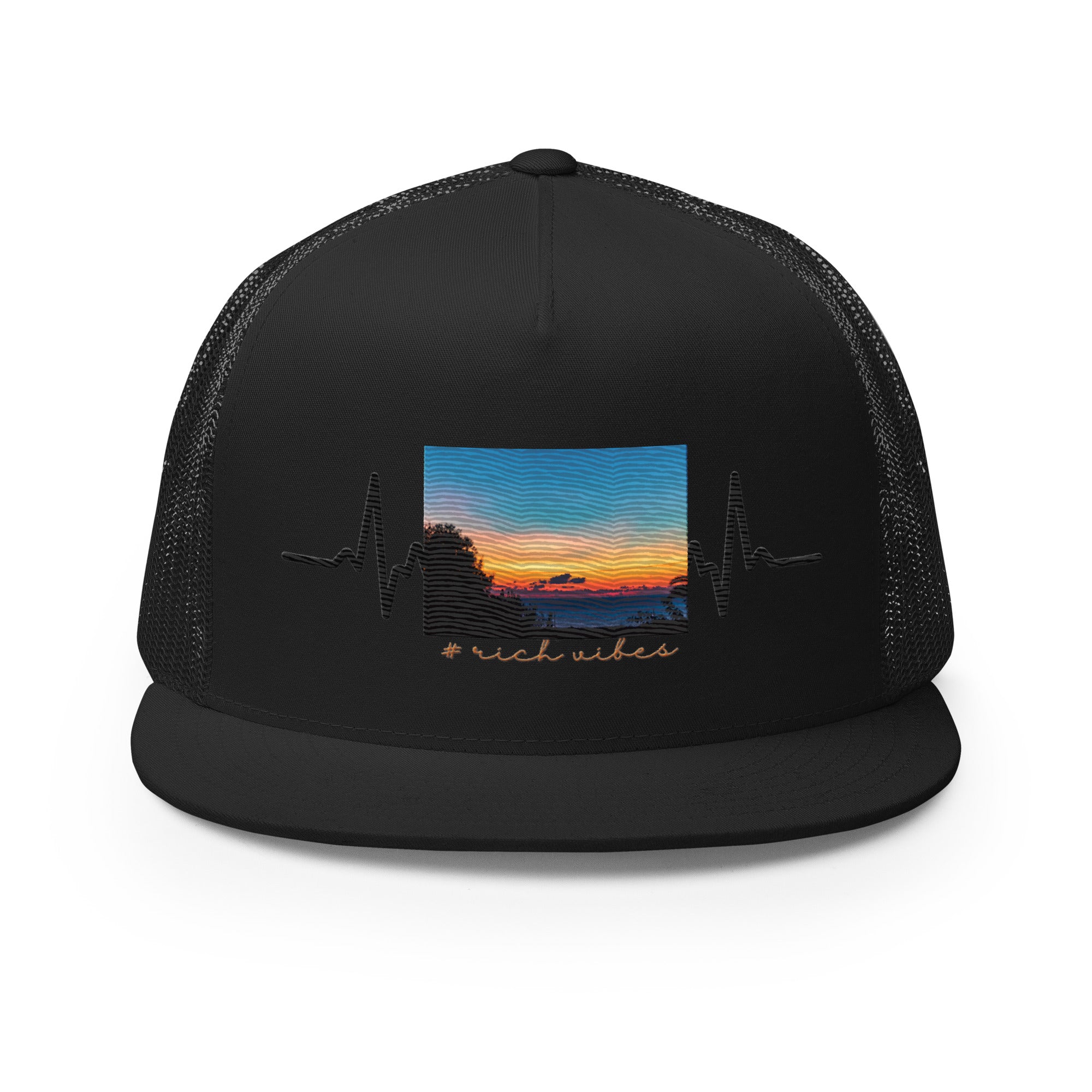 RV5 Rich Vibes Summer Sunset Pulse Black - Trucker Cap