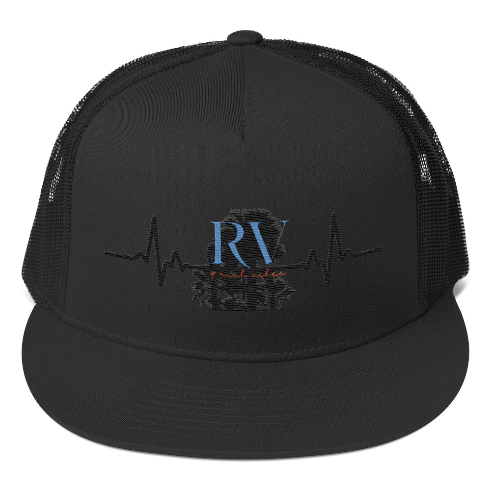 RV5 Rich Vibes Palm Tree Pulse Black - Trucker Cap