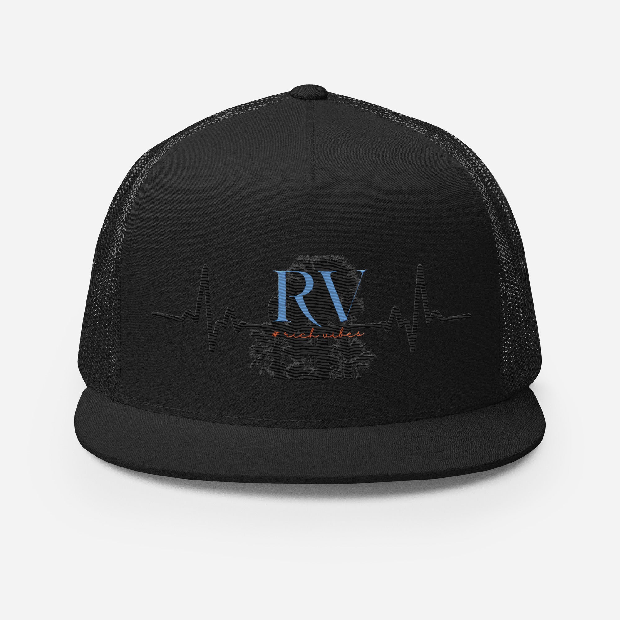 RV5 Rich Vibes Palm Tree Pulse Black - Trucker Cap