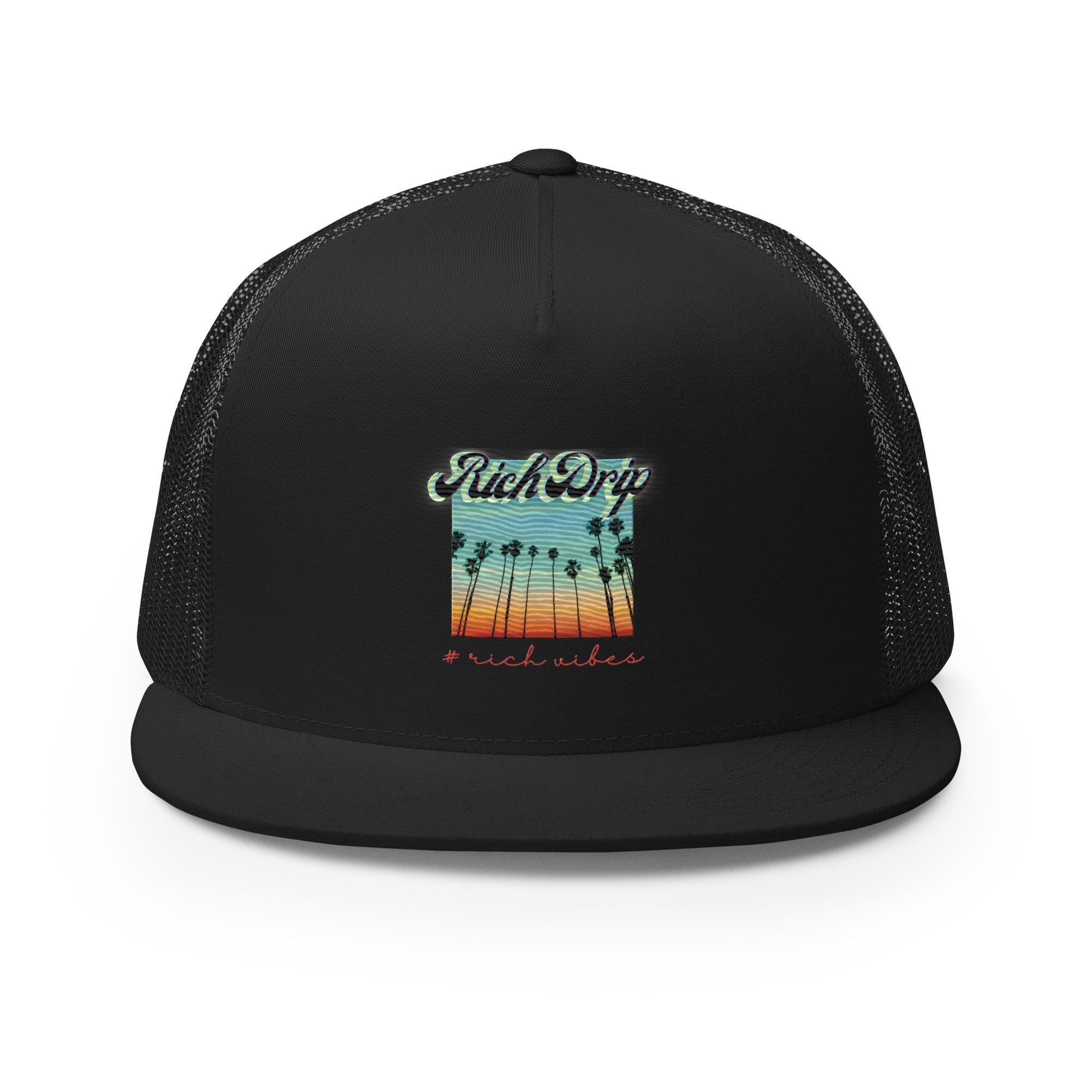 RV Rich Drip Multi Colored Beach Sunset Drip Signature Black 1.0 - Trucker Cap