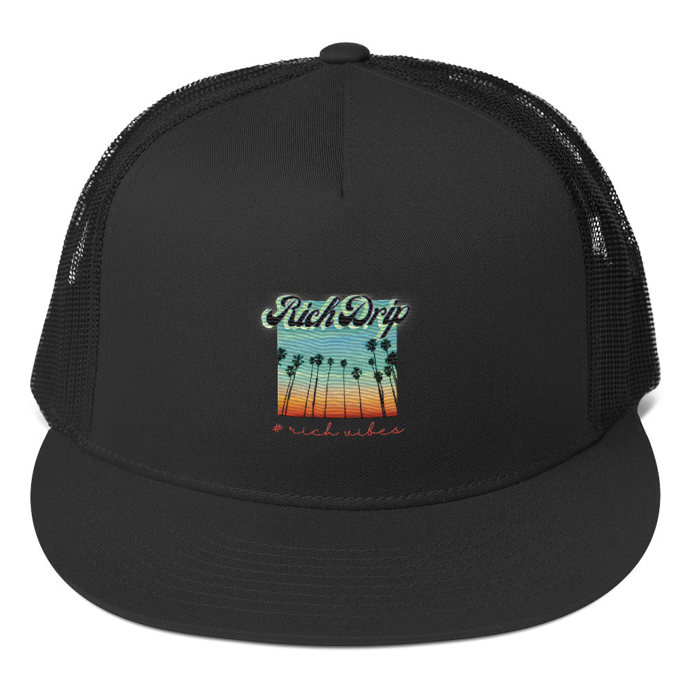 RV Rich Drip Multi Colored Beach Sunset Drip Signature Black 1.0 - Trucker Cap