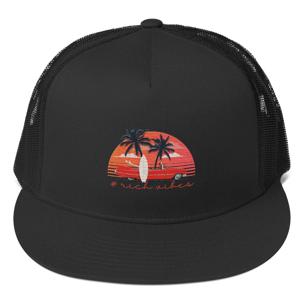 RV5 RR Surfs Up Sunset Classic  Black - Trucker Hat