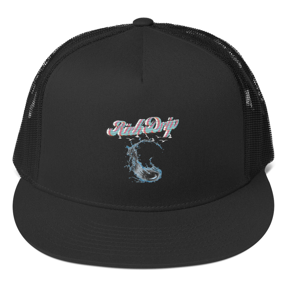 Rich Vibes Miami Beach Sunset Rich Drip Splash Black 1.0 - Trucker Cap