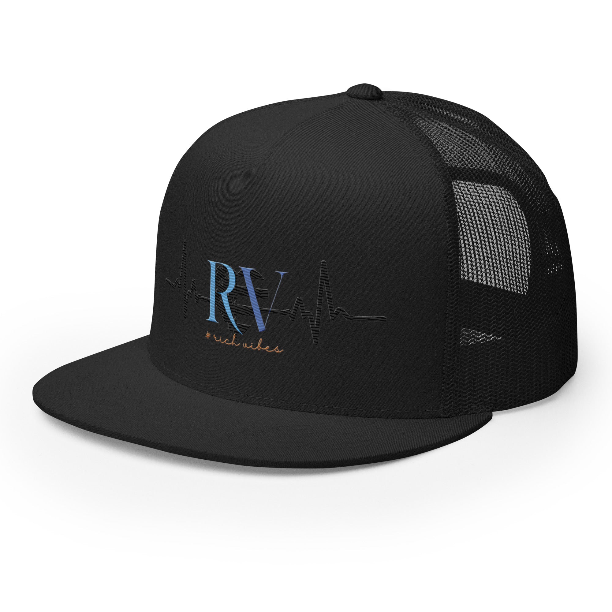 RV5 Rich Vibes Heart Pulse Black - Trucker Cap
