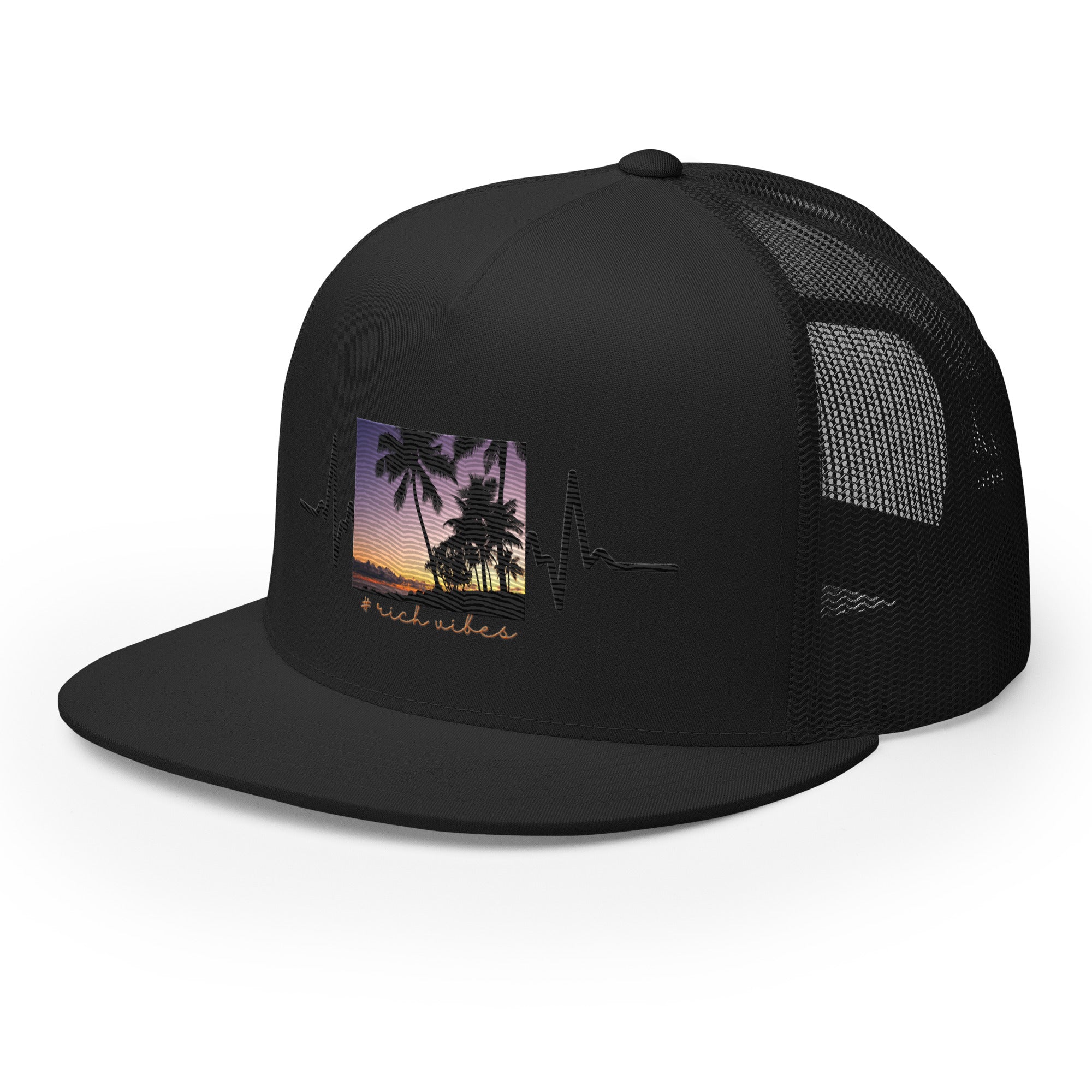 RV5 Rich Vibes Golden Sunset Hawaii Pulse Black - Trucker Cap