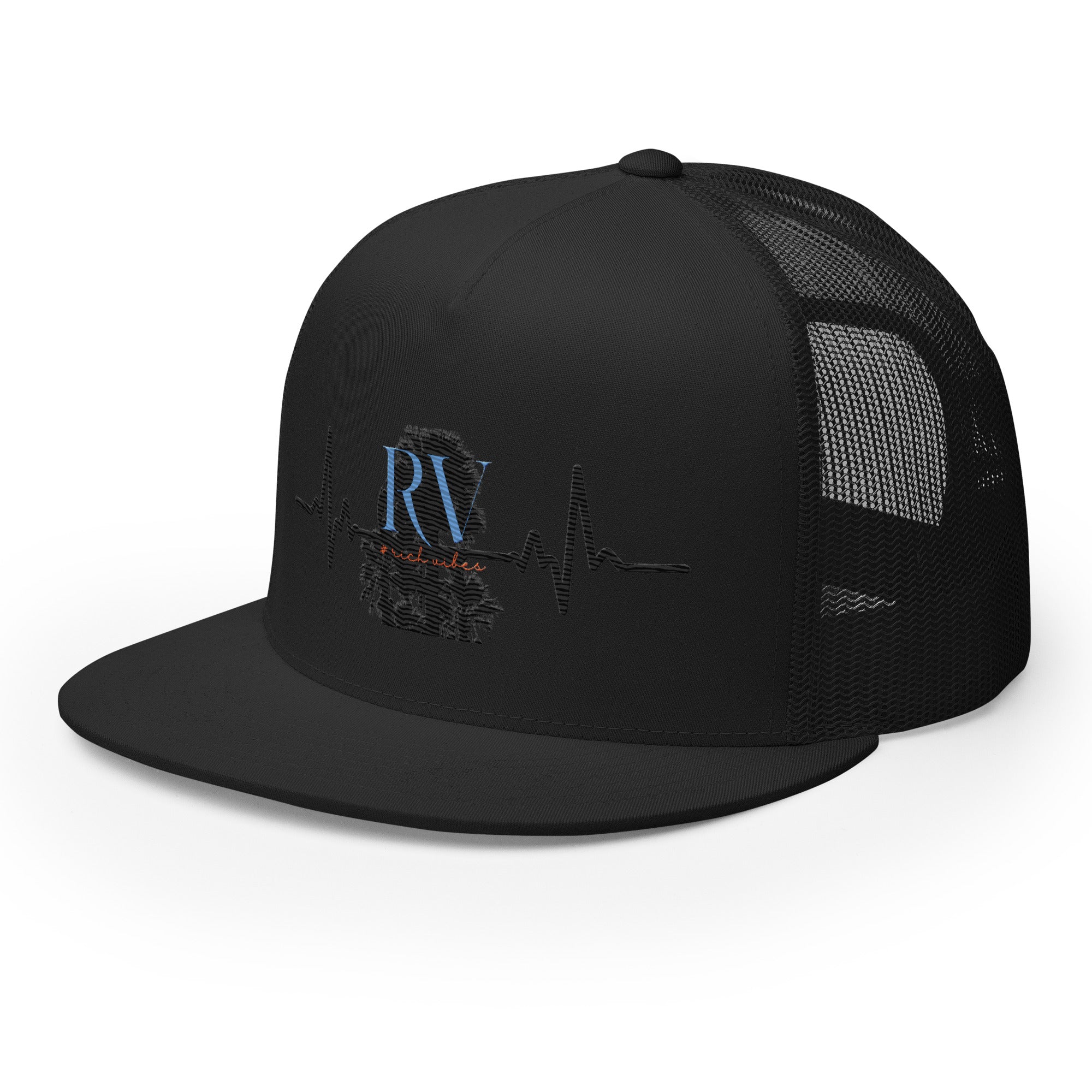 RV5 Rich Vibes Palm Tree Pulse Black - Trucker Cap