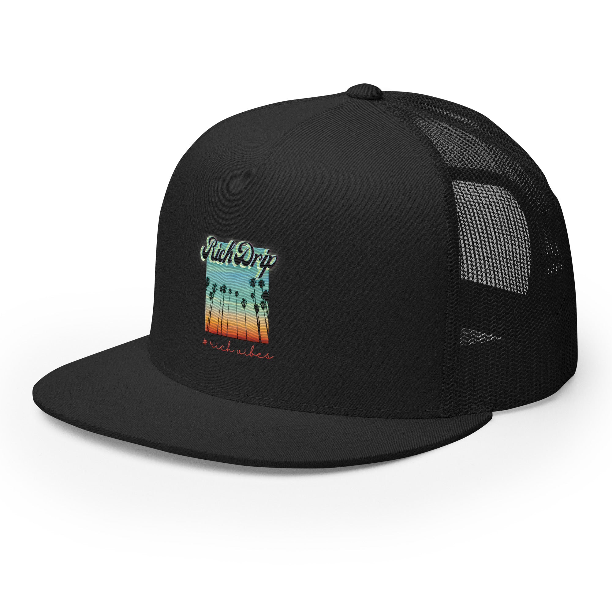RV Rich Drip Multi Colored Beach Sunset Drip Signature Black 1.0 - Trucker Cap