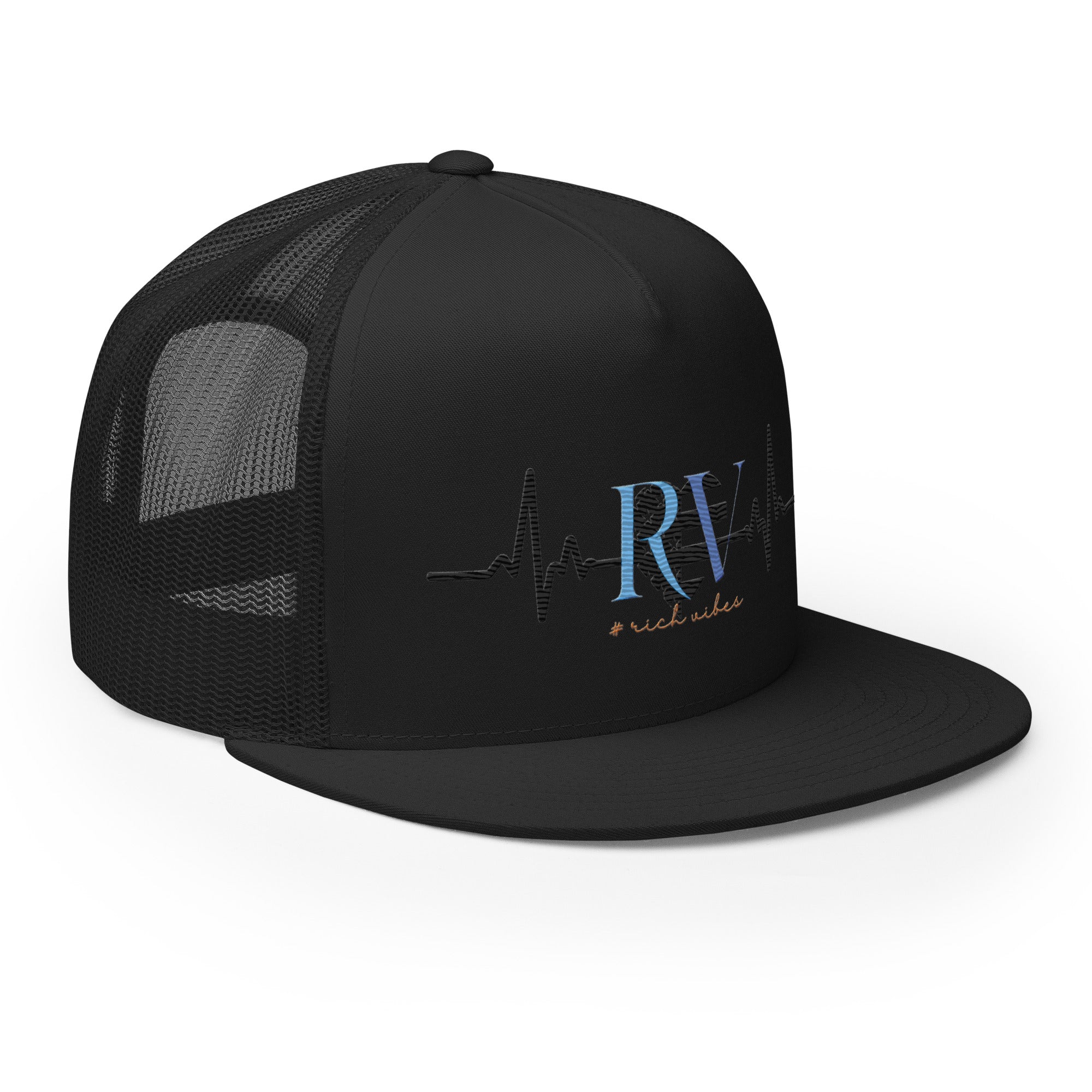 RV5 Rich Vibes Heart Pulse Black - Trucker Cap