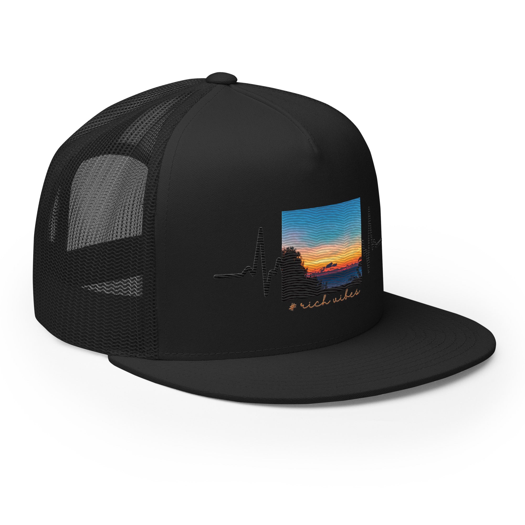 RV5 Rich Vibes Summer Sunset Pulse Black - Trucker Cap