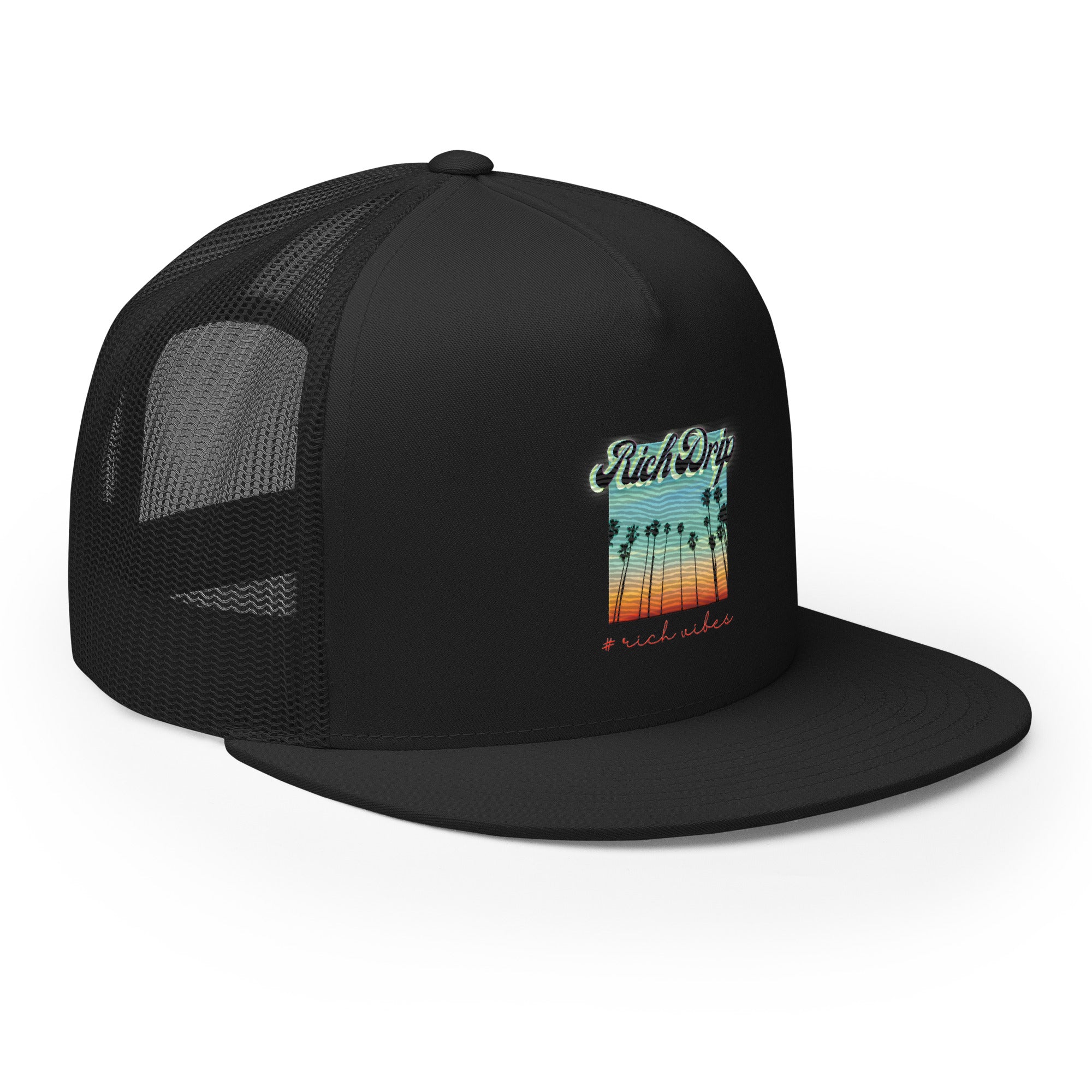 RV Rich Drip Multi Colored Beach Sunset Drip Signature Black 1.0 - Trucker Cap