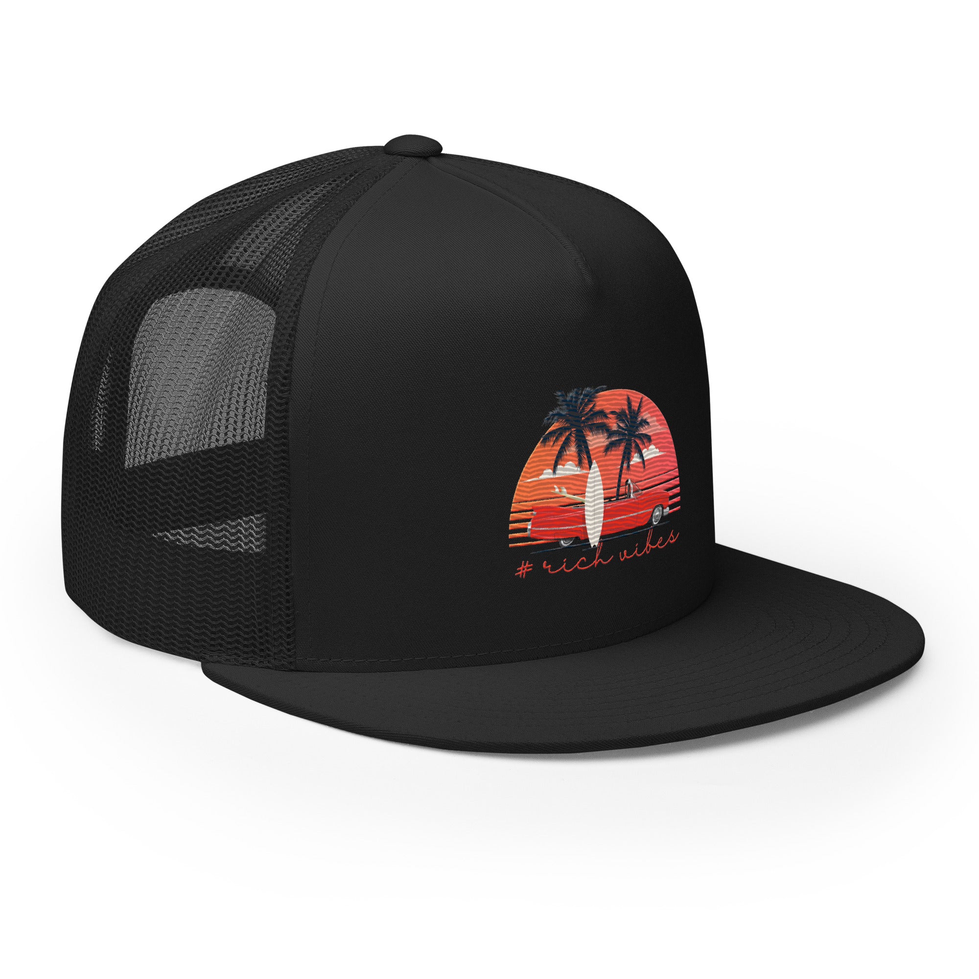 RV5 RR Rich Drip Surfs Up Sunset Classic Black - Trucker Cap