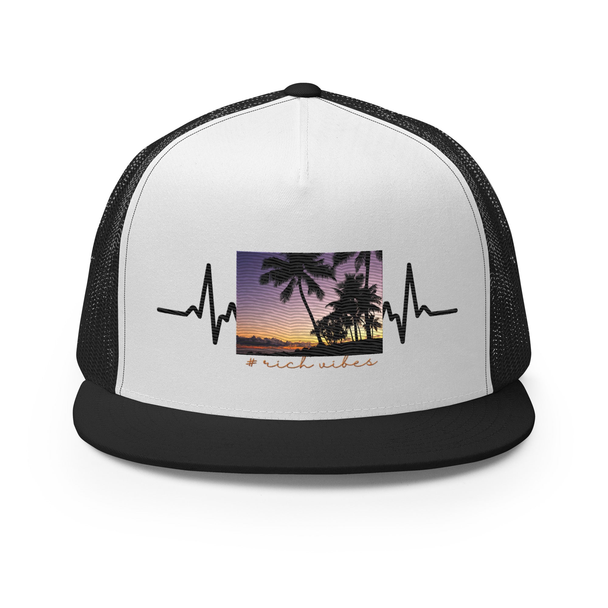 RV5 Rich Vibes Golden Sunset Hawaii Pulse Black - Trucker Cap