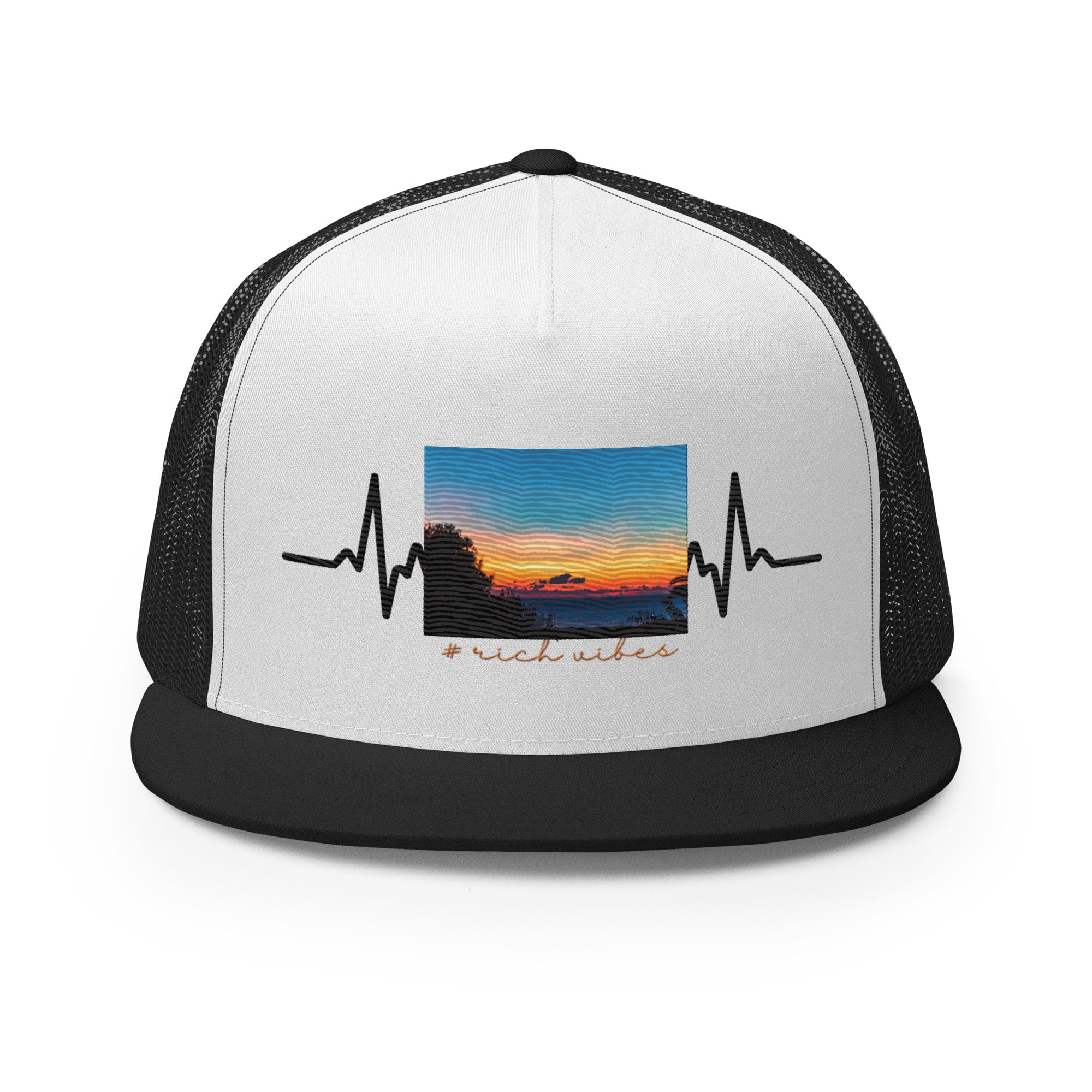 RV5 Rich Vibes Summer Sunset Pulse Black - Trucker Cap