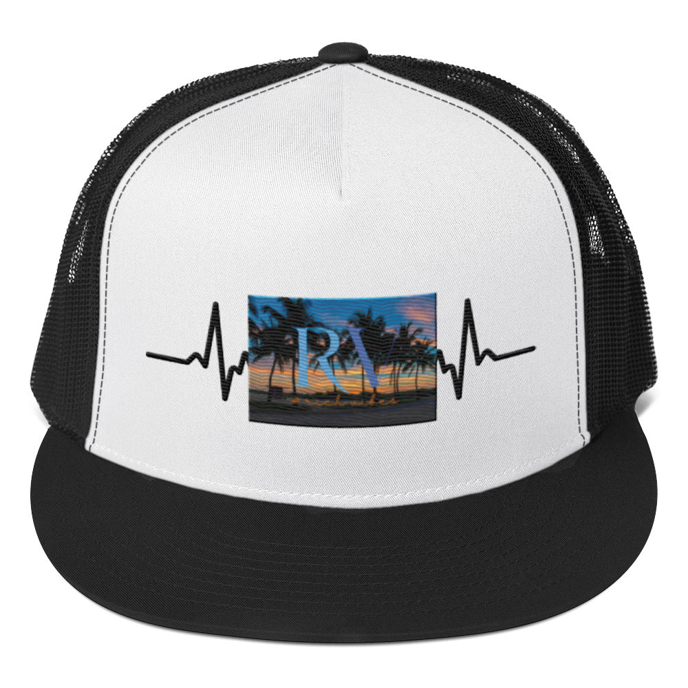 RV5 Rich Vibes Sunset Miami Beach Florida Pulse - Trucker Cap