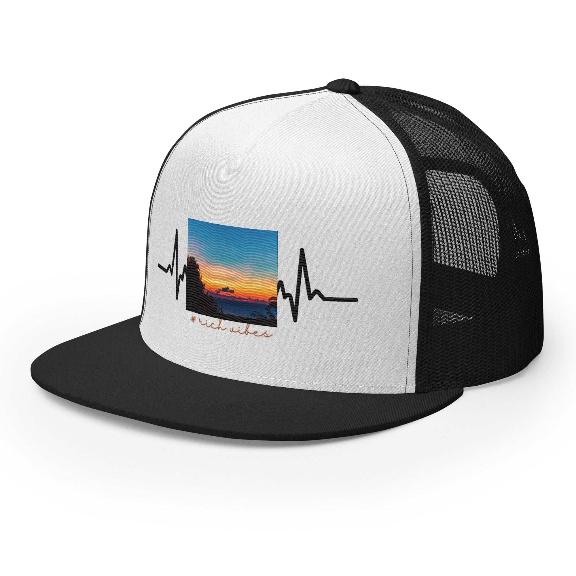 RV5 Rich Vibes Summer Sunset Pulse Black - Trucker Cap