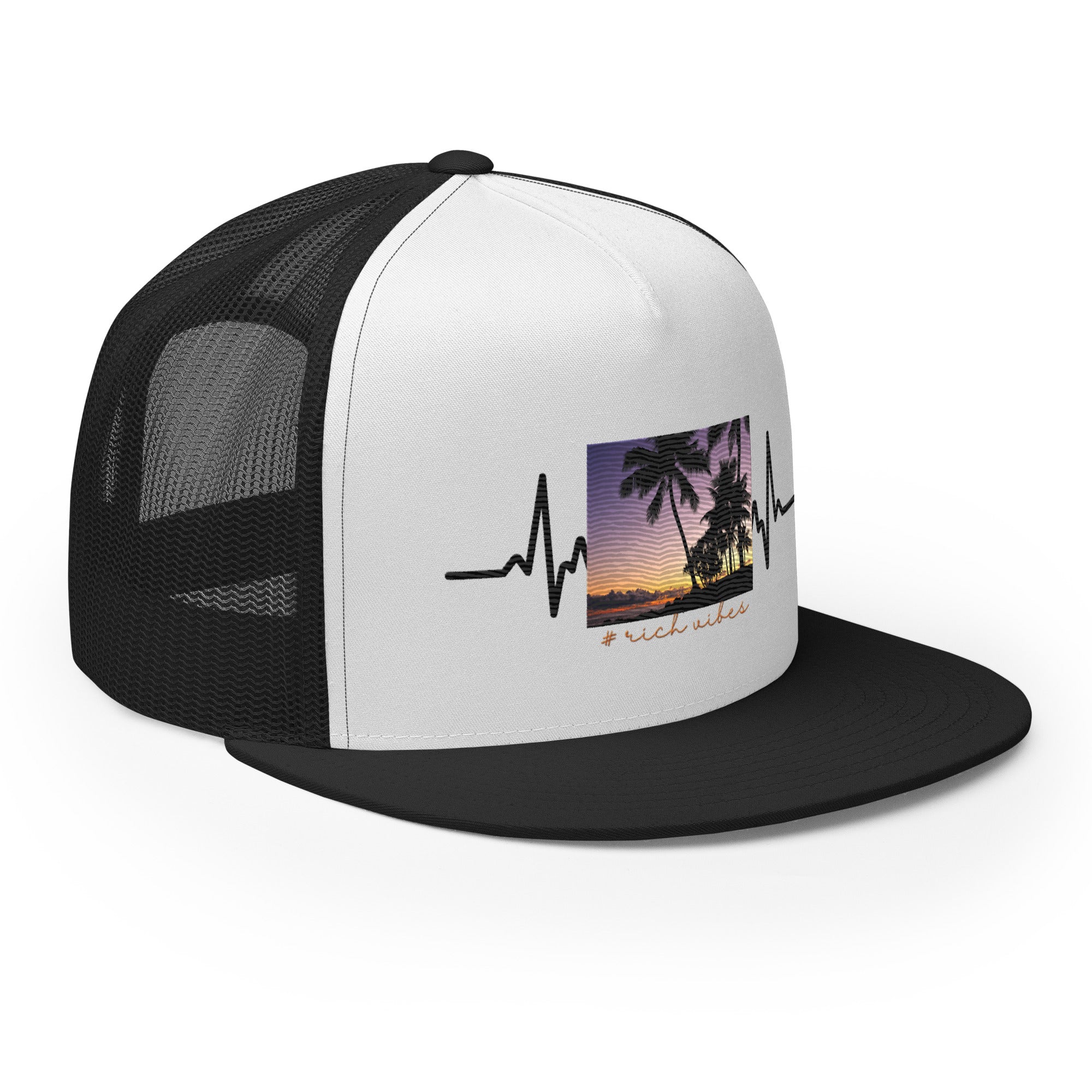 RV5 Rich Vibes Golden Sunset Hawaii Pulse Black - Trucker Cap
