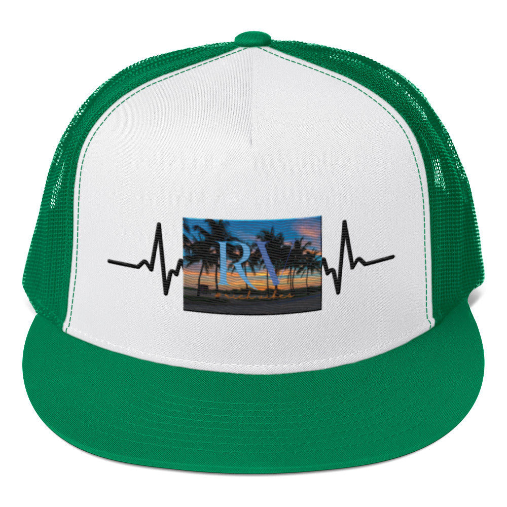 RV5 Rich Vibes Sunset Miami Beach Florida Pulse - Trucker Cap