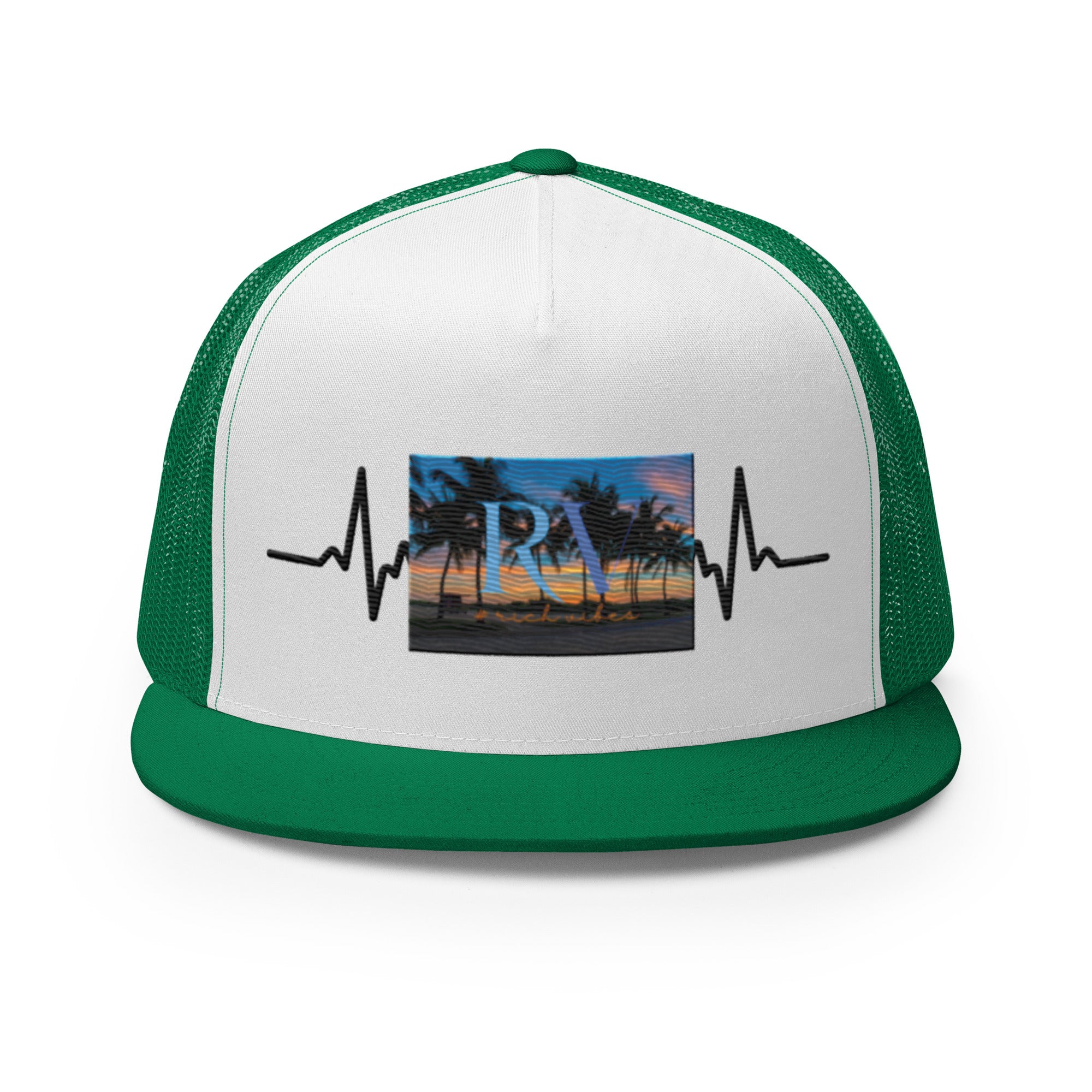 RV5 Rich Vibes Sunset Miami Beach Florida Pulse - Trucker Cap