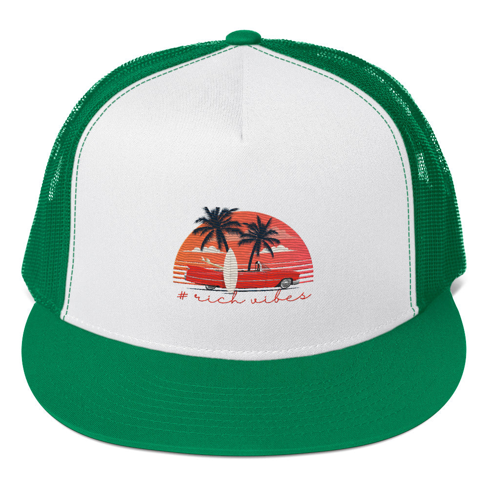 RV5 RR Rich Drip Surfs Up Sunset Classic Black - Trucker Cap