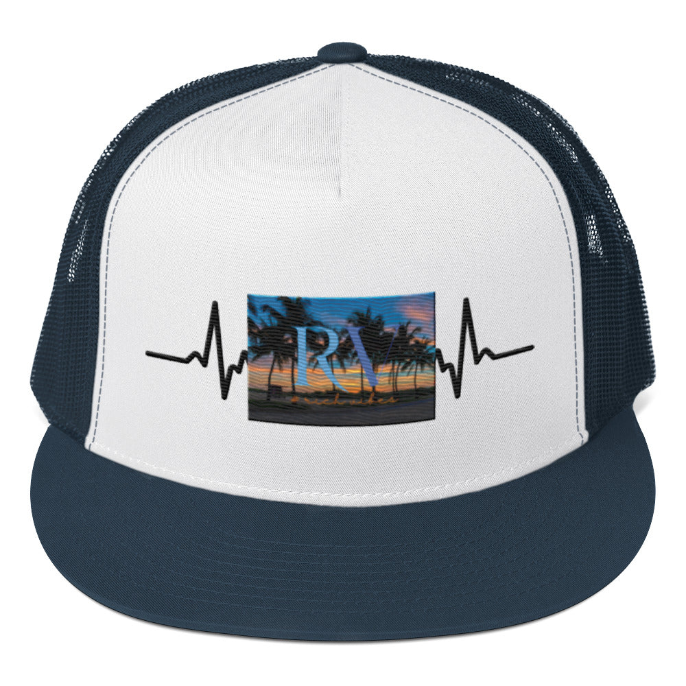 RV5 Rich Vibes Sunset Miami Beach Florida Pulse - Trucker Cap