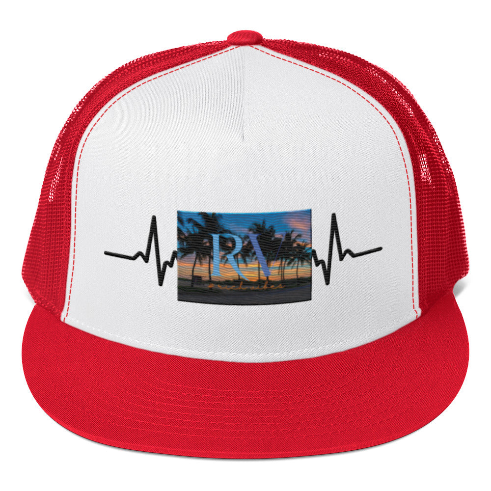 RV5 Rich Vibes Sunset Miami Beach Florida Pulse - Trucker Cap