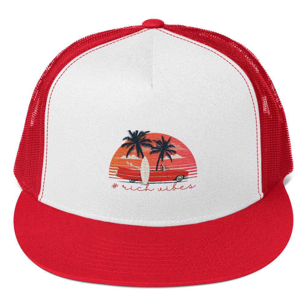 RV5 RR Rich Drip Surfs Up Sunset Classic Black - Trucker Cap