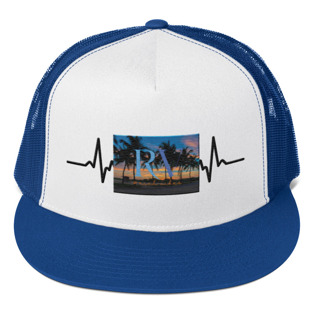 RV5 Rich Vibes Sunset Miami Beach Florida Pulse - Trucker Cap