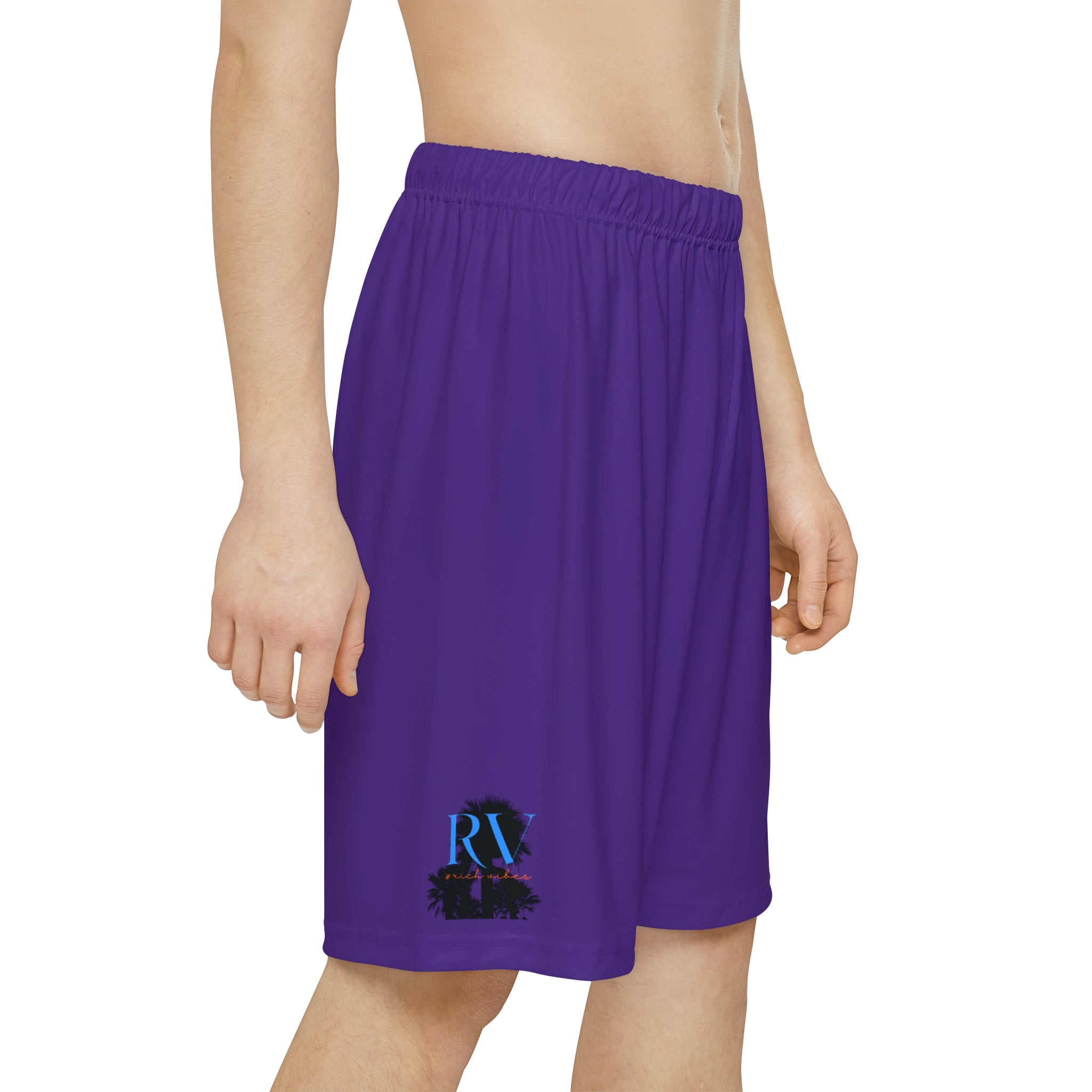 Rich Vibes RV Palm Tree Silhouette - Men’s Sports Shorts (AOP) Purple