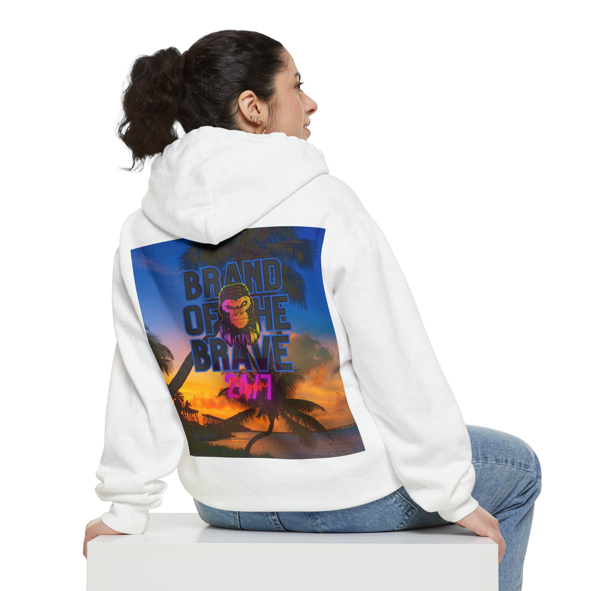 Rich Vibes Miami Beach 24/7  White - Garment-Dyed Hoodie