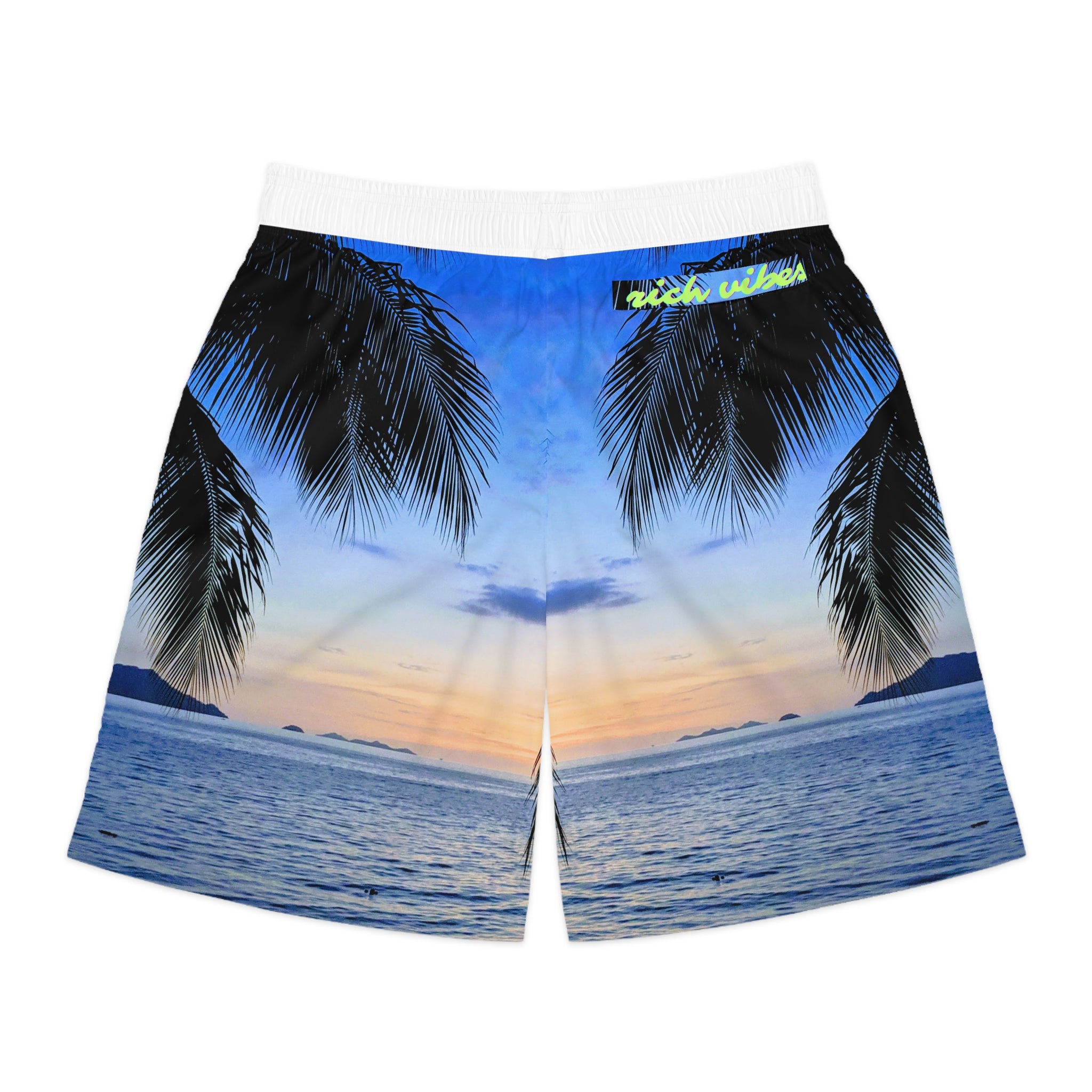 Rich Vibes Volt Blue Sky Sunset - Men's Jogger Shorts (AOP)White