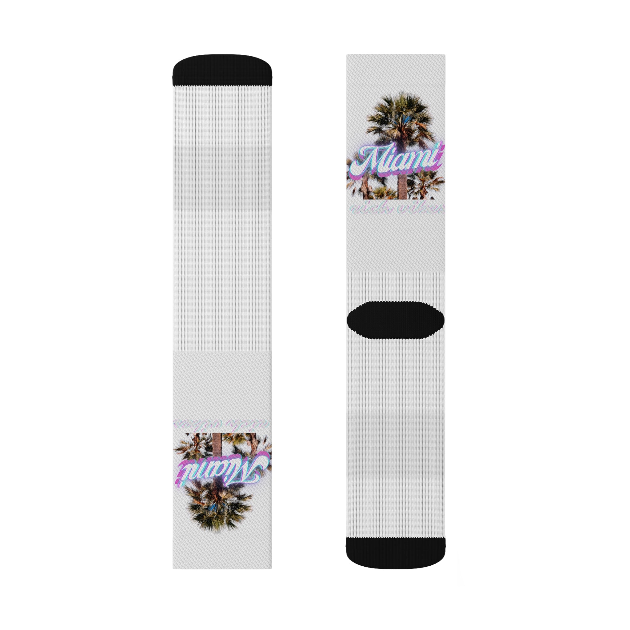 Rich Drip Miami Palm Tree Silhouette - Sublimation Socks White