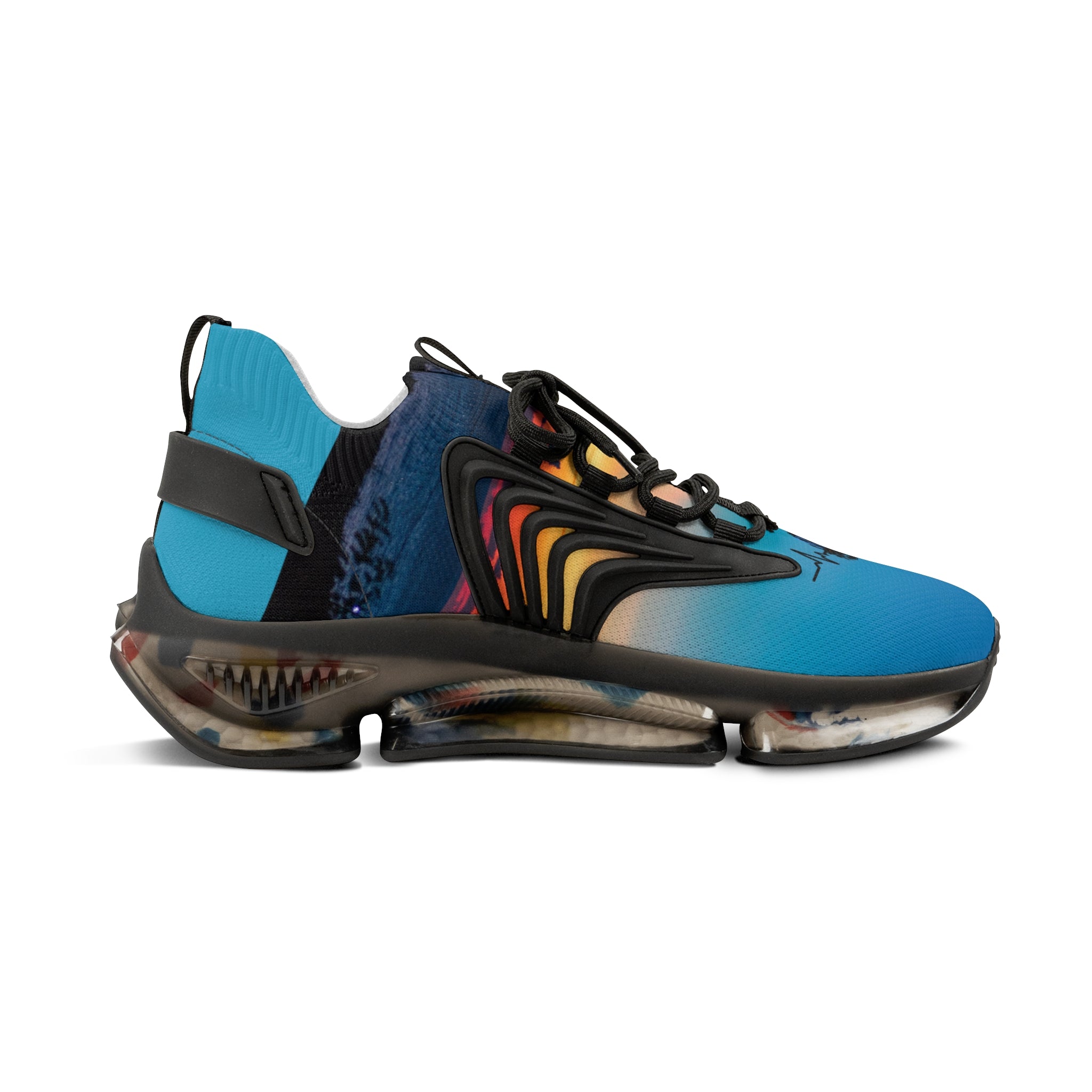 RV5 Black Turquoise Summer Sunset Beach - Men's Mesh Sneakers