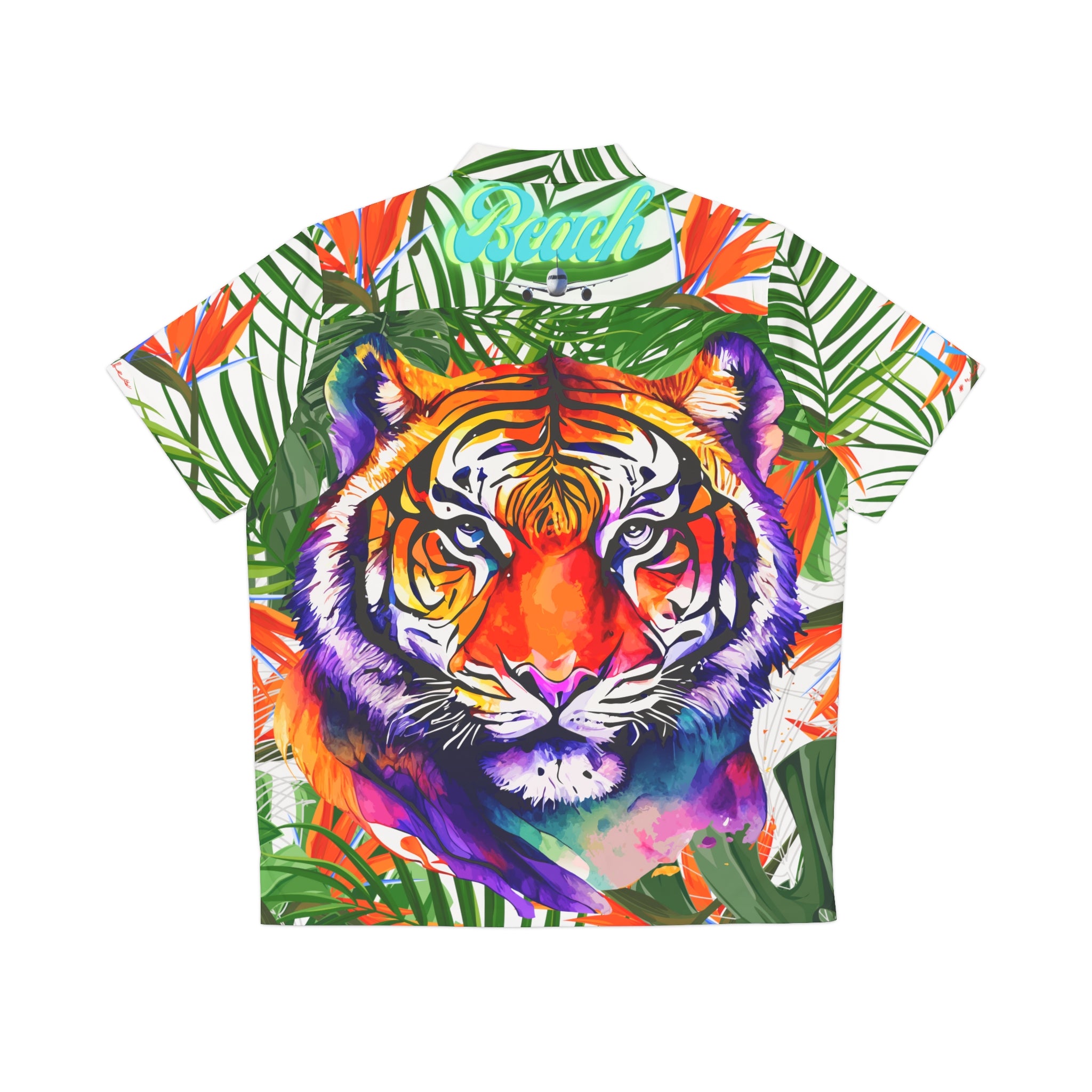 Rich Vibes Tropical White Jungle Tiger RV - Men's Hawaiian Shirt (AOP)White