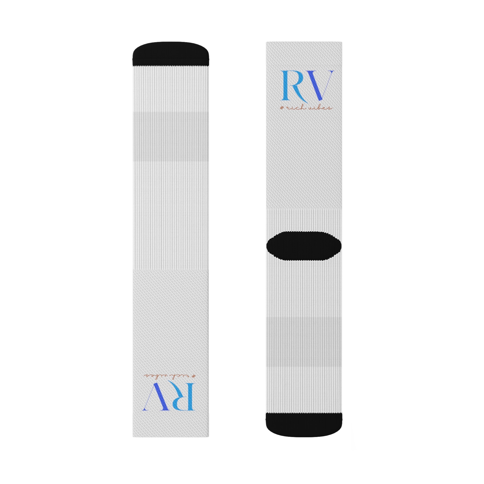 Rich Vibes RV Logo White - Sublimation Socks