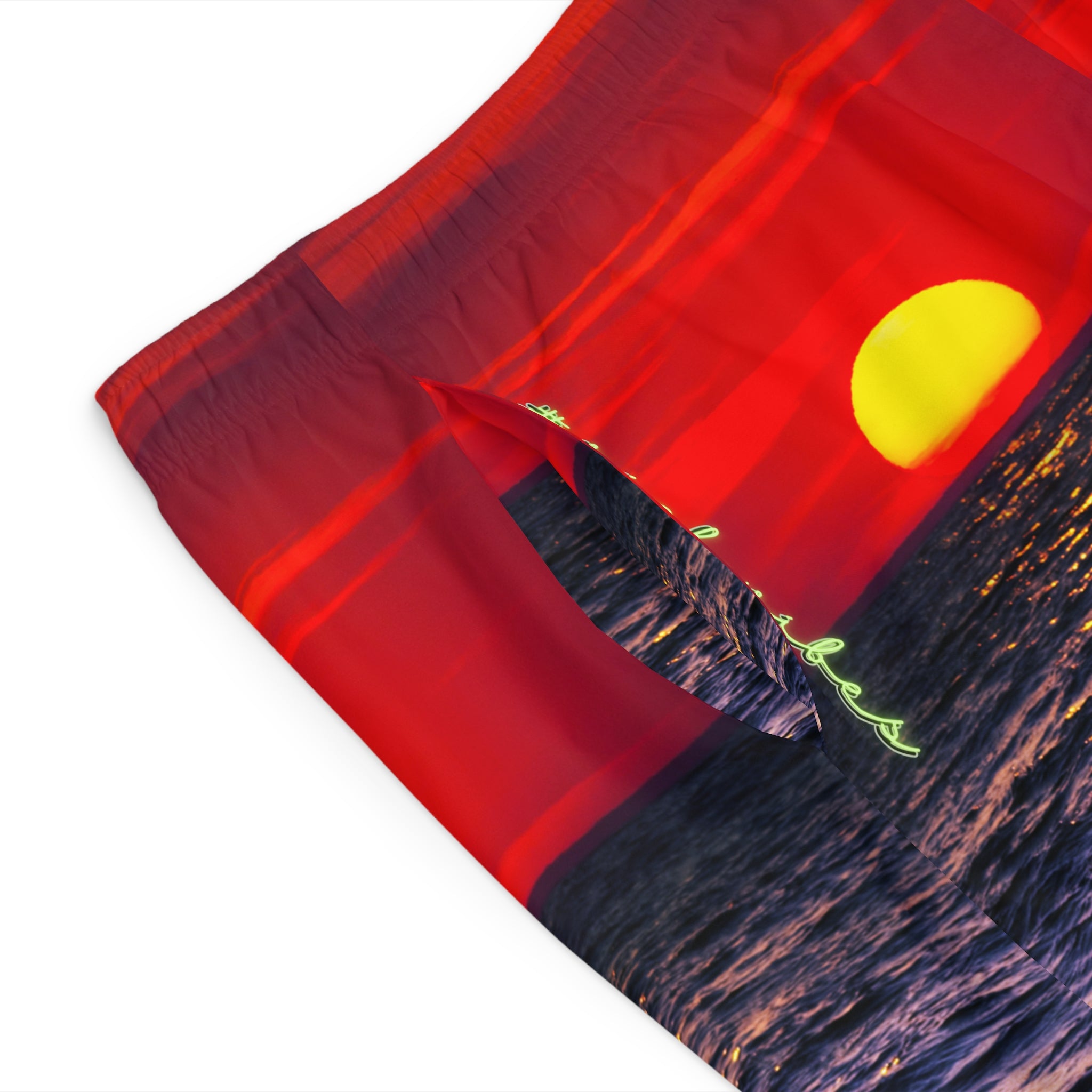 Rich Vibes RR Volt Red Opal Sunset Tiger Shield 1.0 - Men's Board Shorts (AOP)