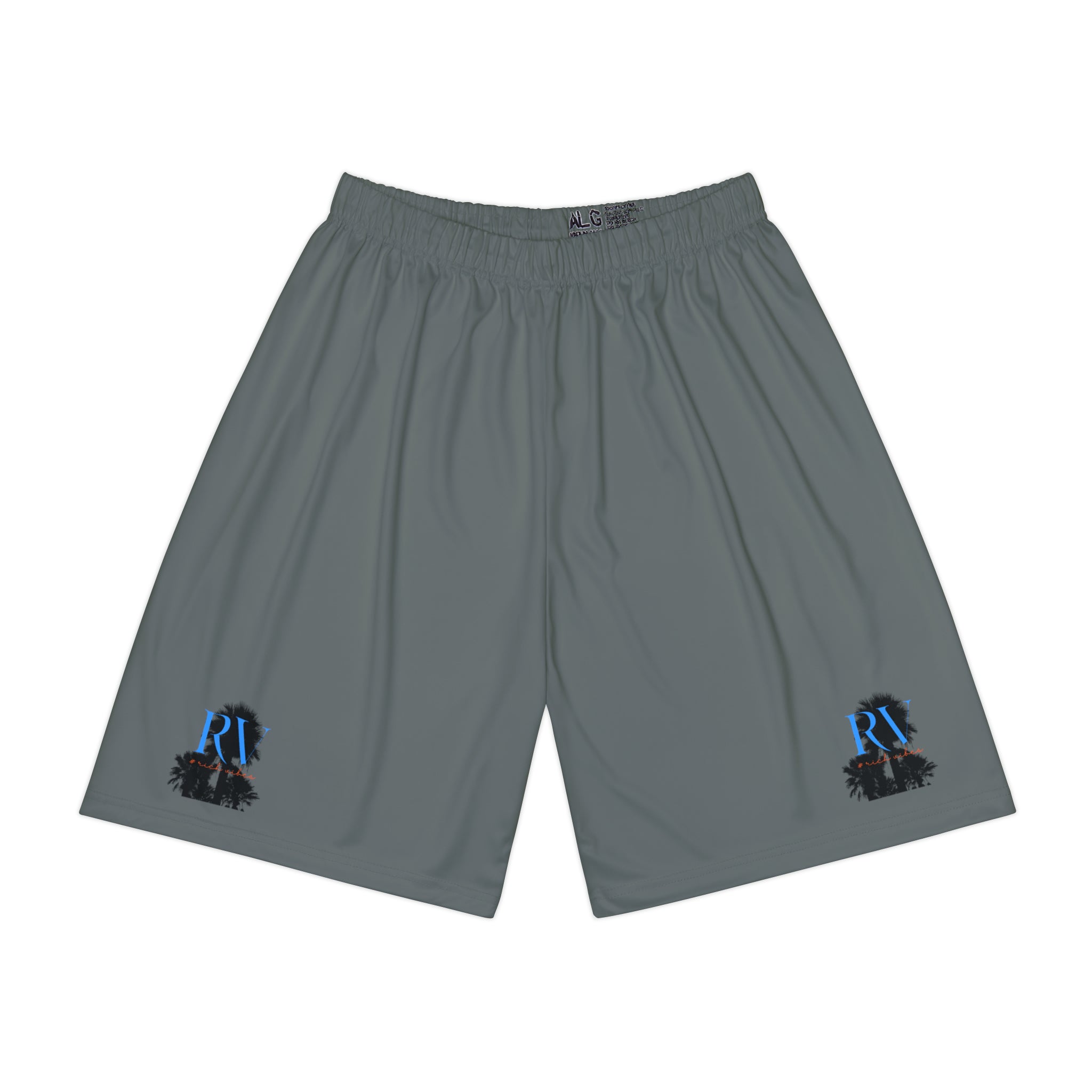 Rich Vibes RV Palm Tree Silhouette Men’s Sports Shorts (AOP) Dark Grey