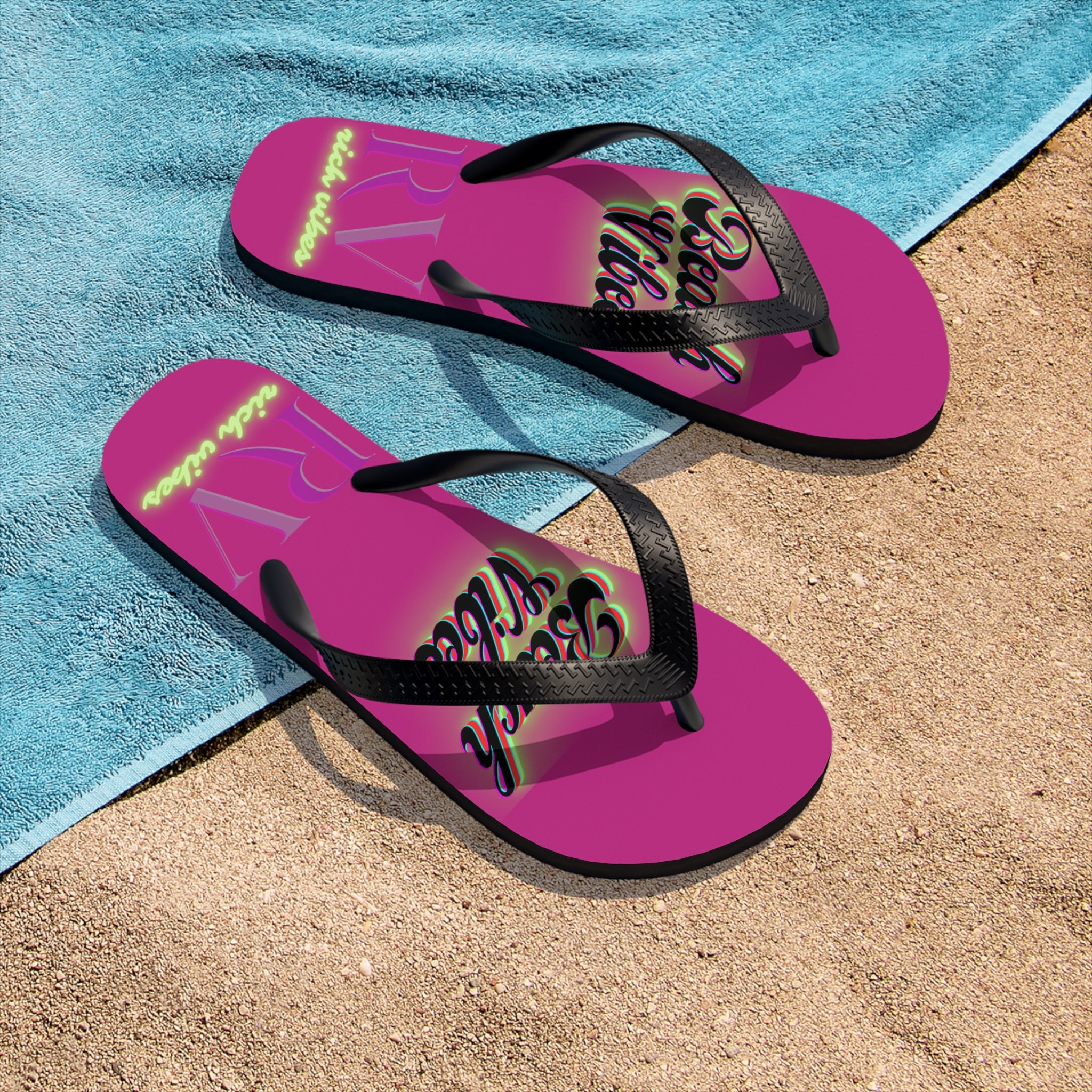Rich Vibes RV Neon Beach Vibes - Unisex Flip-Flops - S