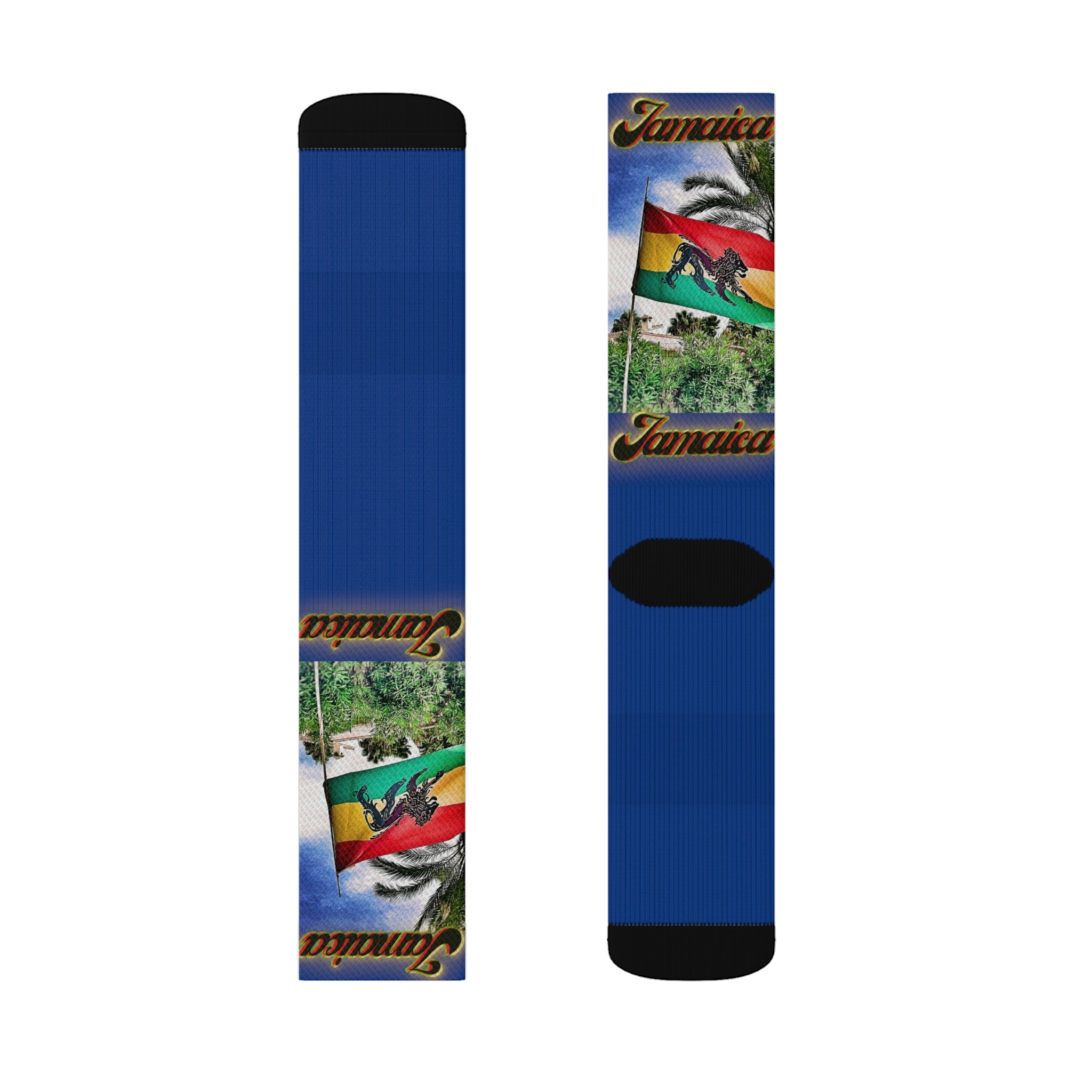 Lion Of Judah Jamaica Flag Dark Blue - Sublimation Socks