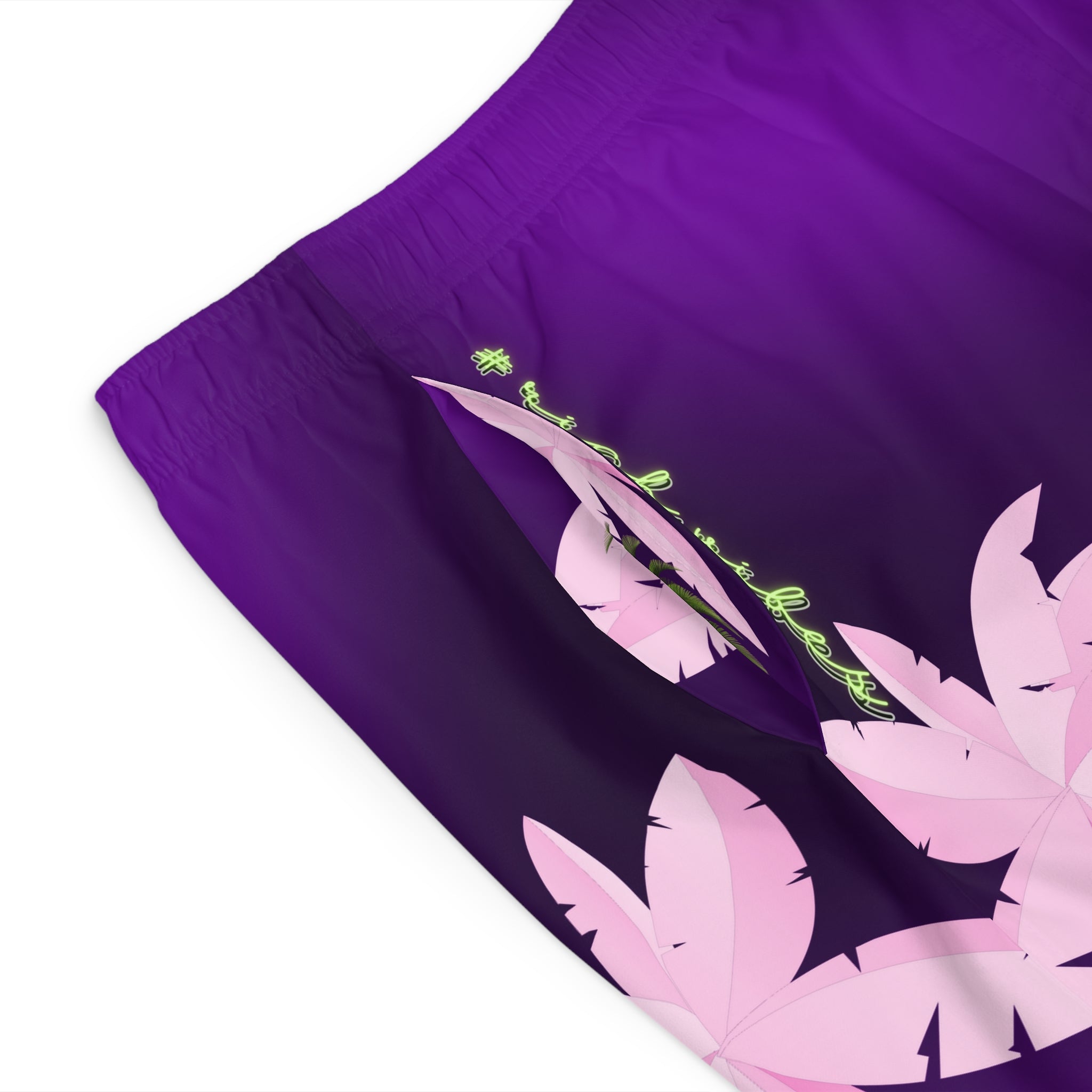 Rich Vibes Volt Purple Tropical Pink Palm Tree Beach Chill Vibes 2.5 - Men's Board Shorts (AOP)