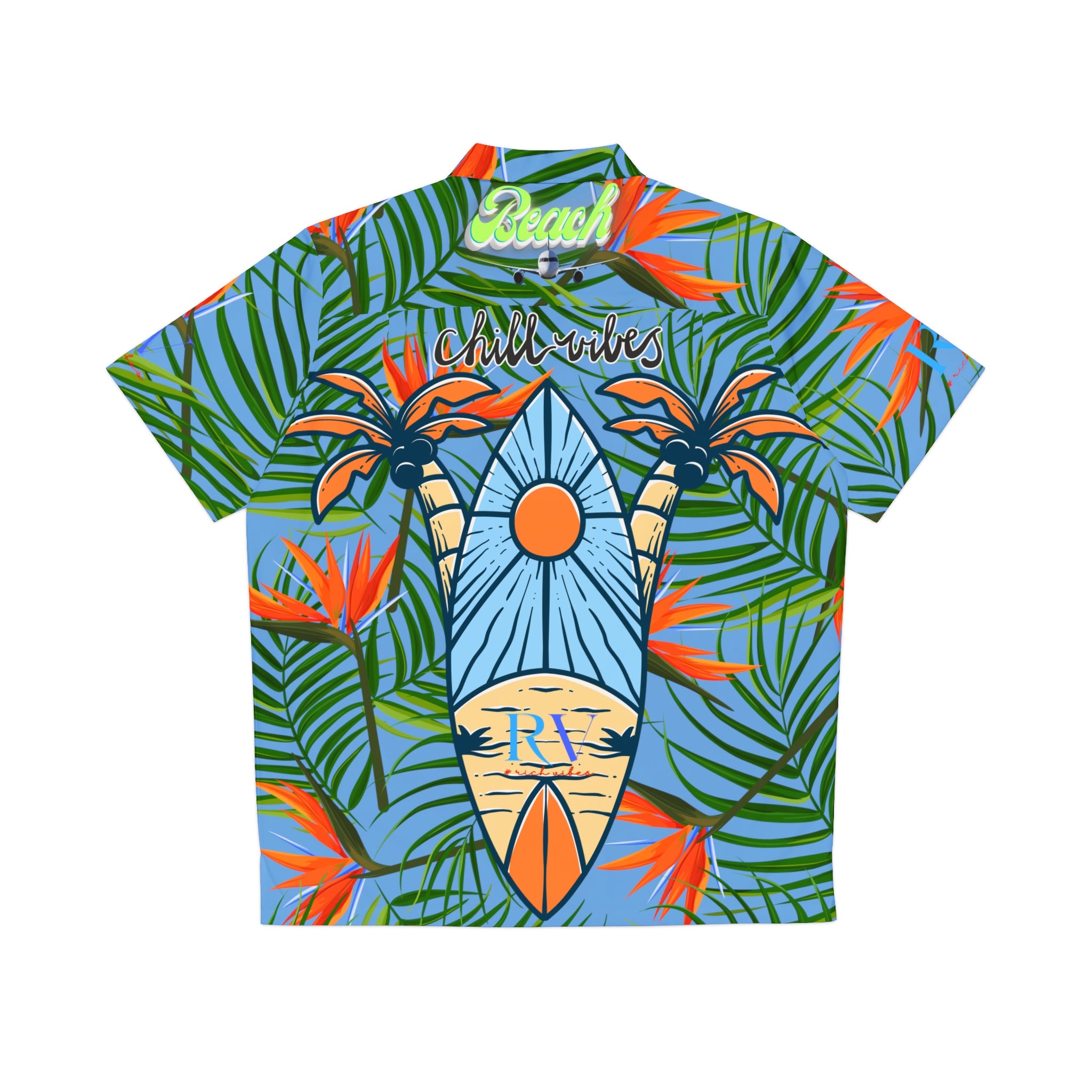 Rich Vibes Tropical RV Golfer's Love Chill Vibes - Men's Hawaiian Shirt (AOP)Light Blue