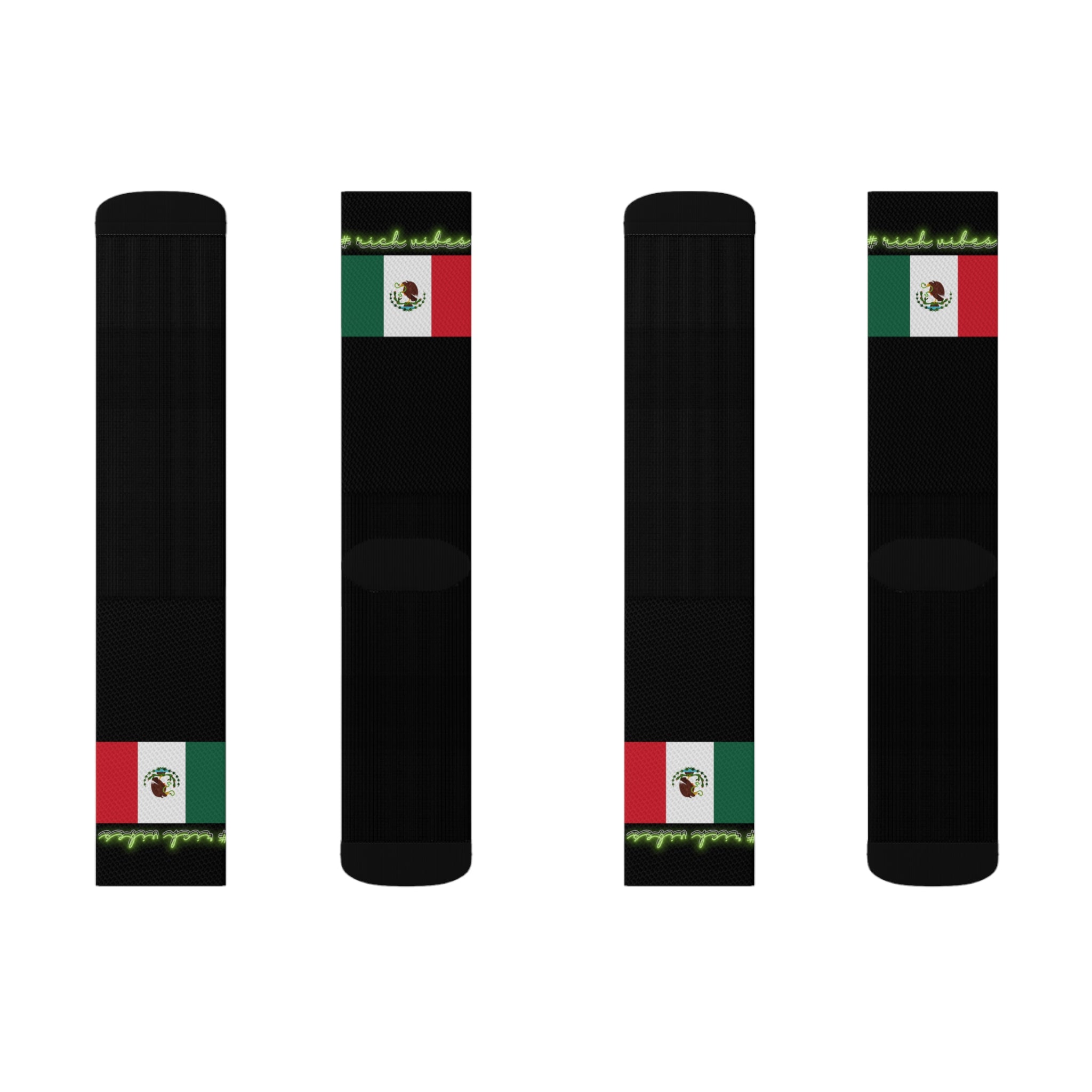 Rich Vibes Volt Mexican Flag Black - Sublimation Socks